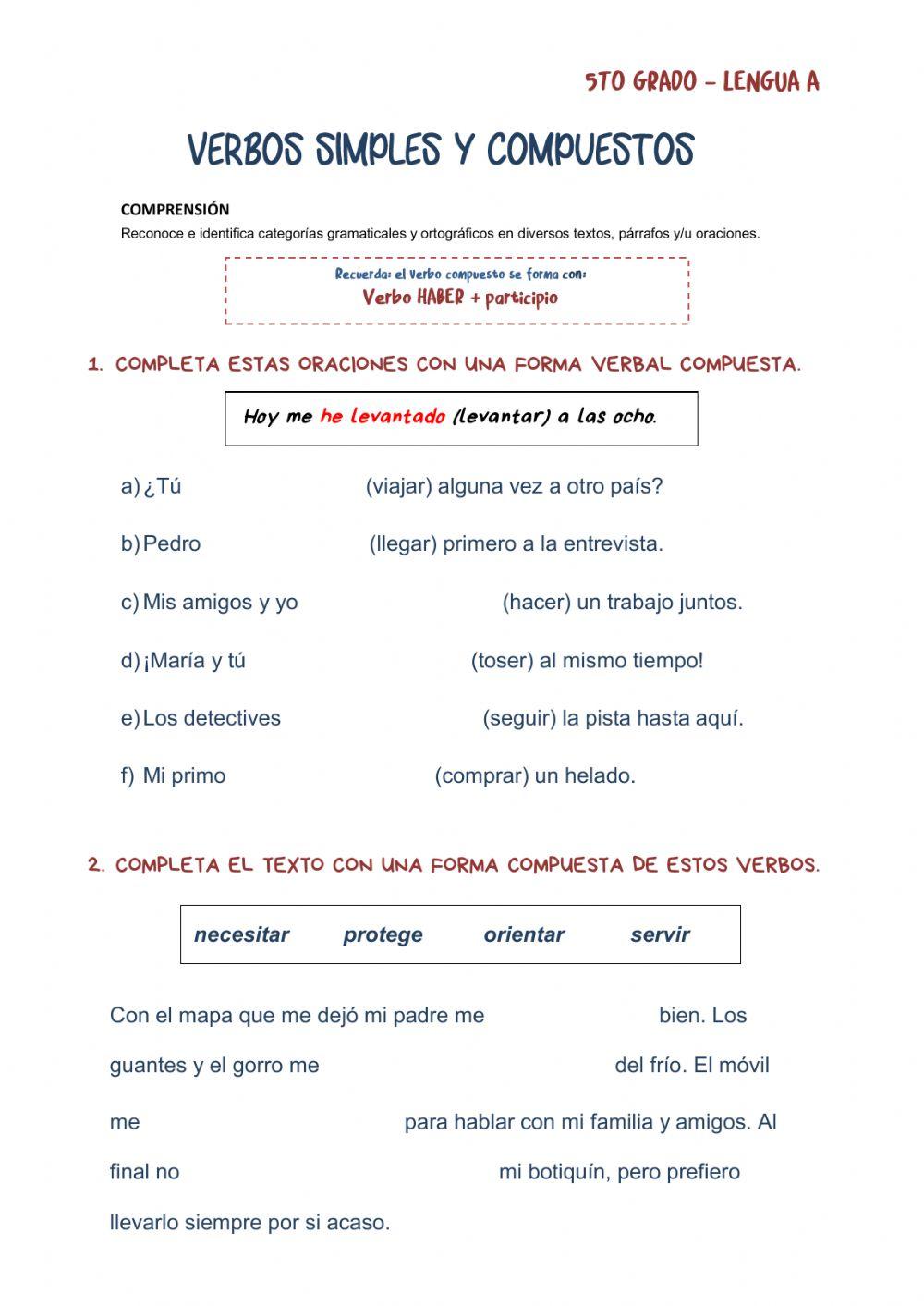 VERBOS SIMPLES Y COMPUESTOS