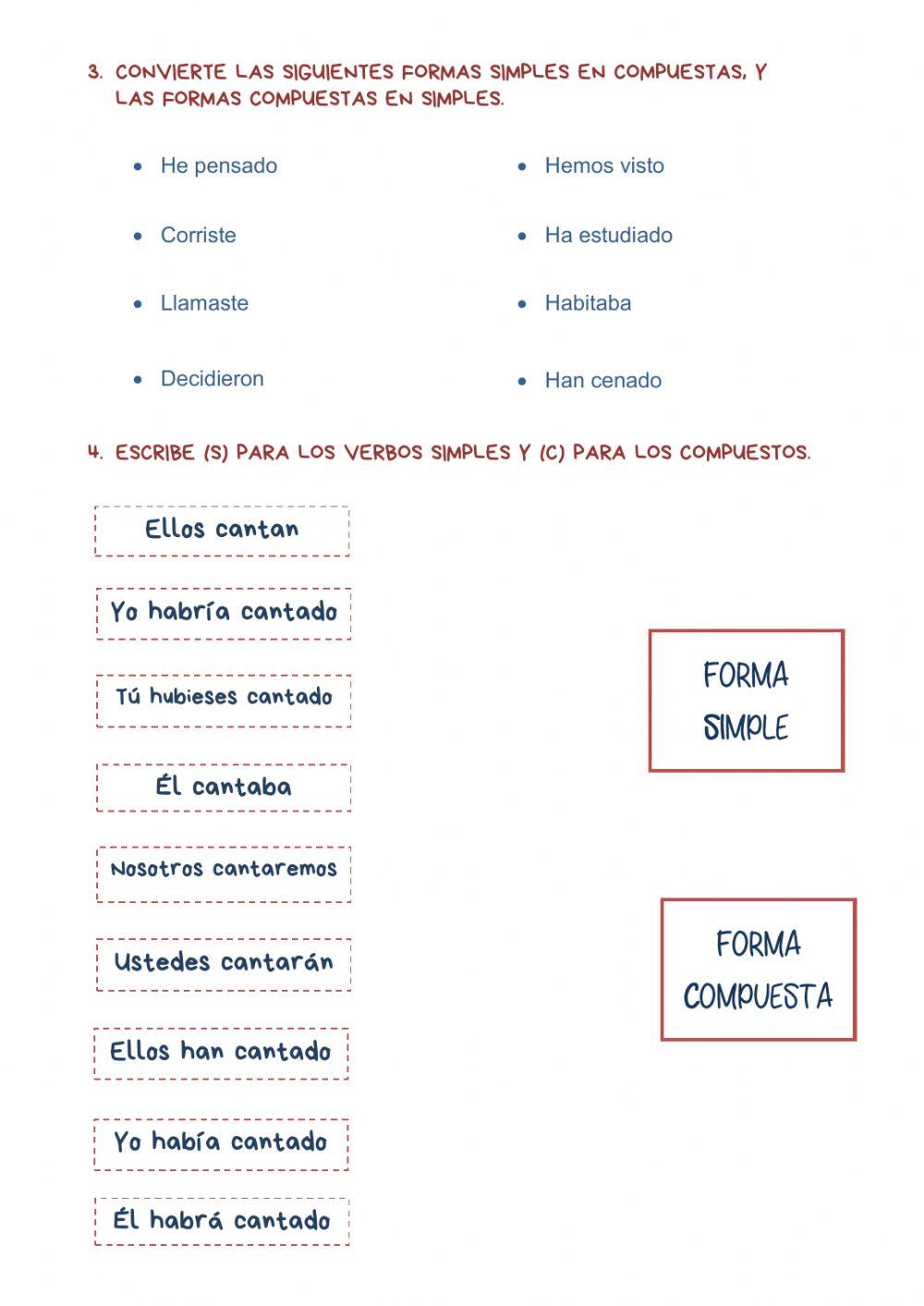 VERBOS SIMPLES Y COMPUESTOS