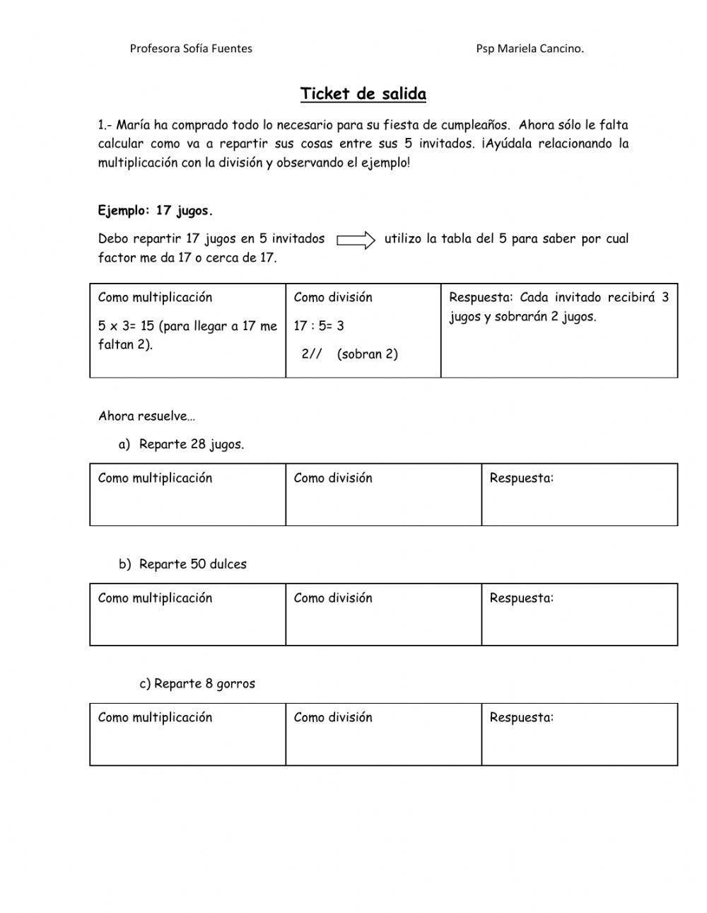 Divisiones esactas e inexactas