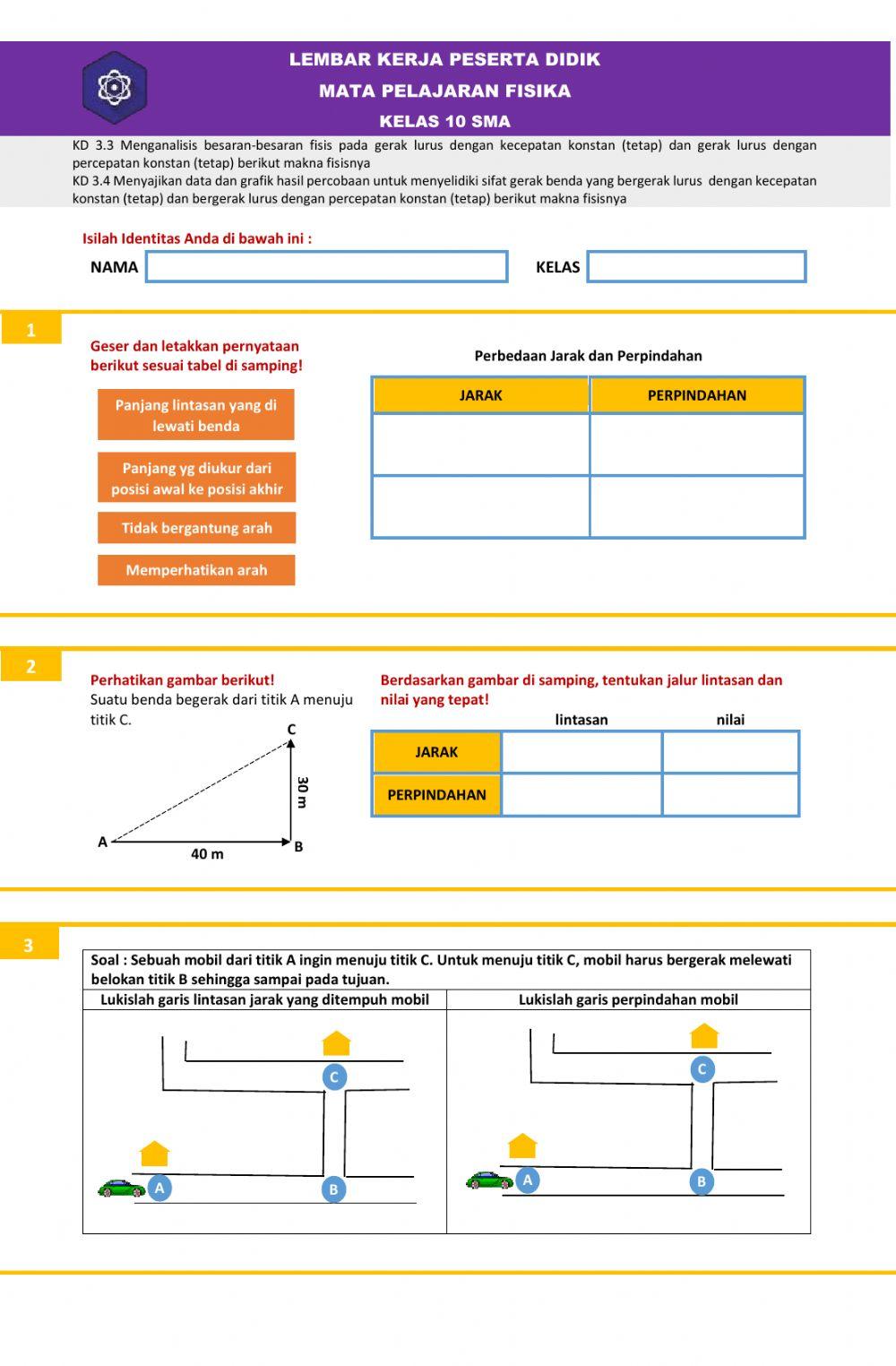 Lkpd fisika 10 gerak lurus beraturan