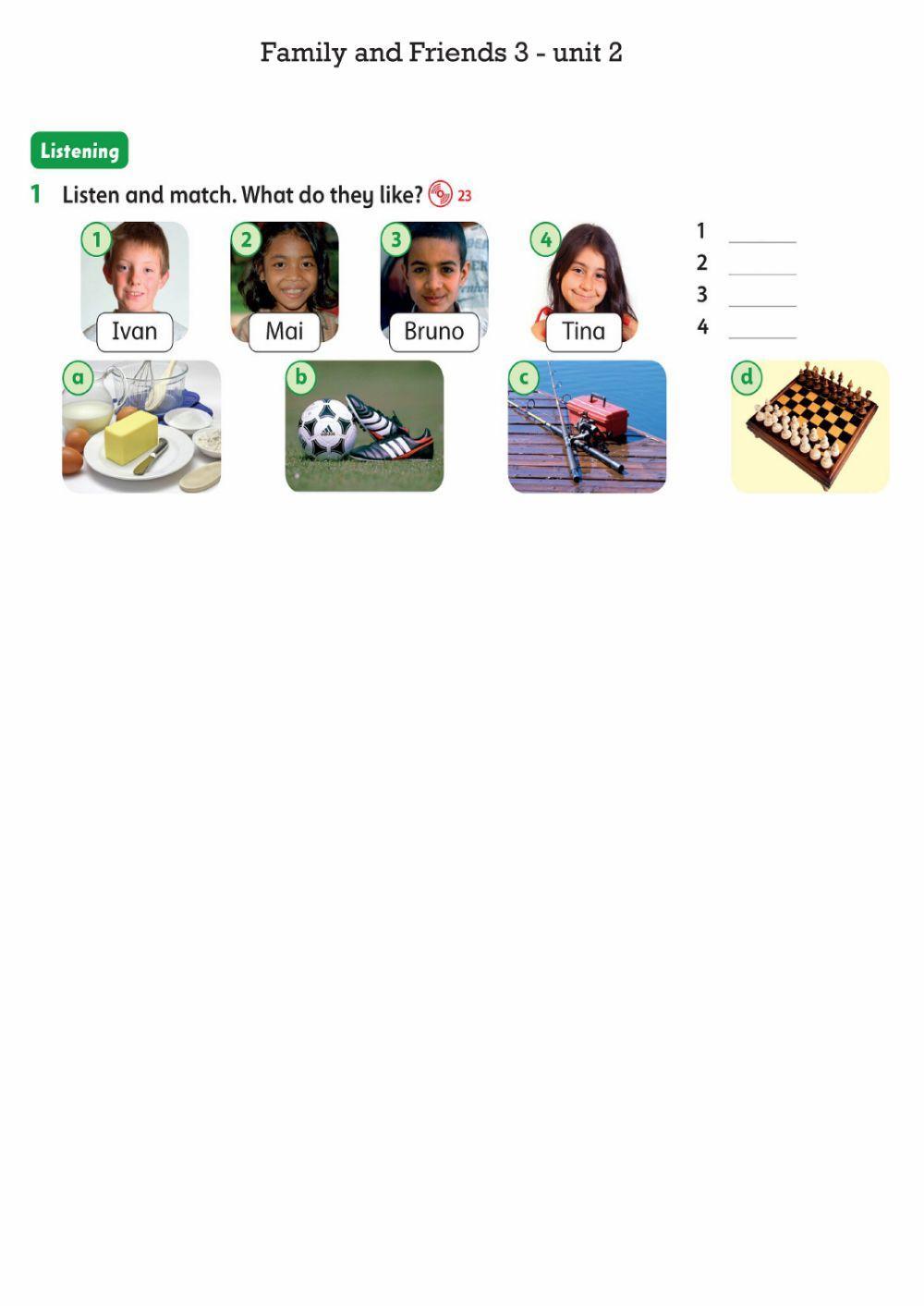 Family and Friends 3 unit 2 - listening 2