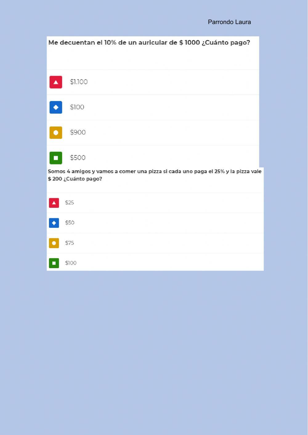 Proporcionalidad kahoot