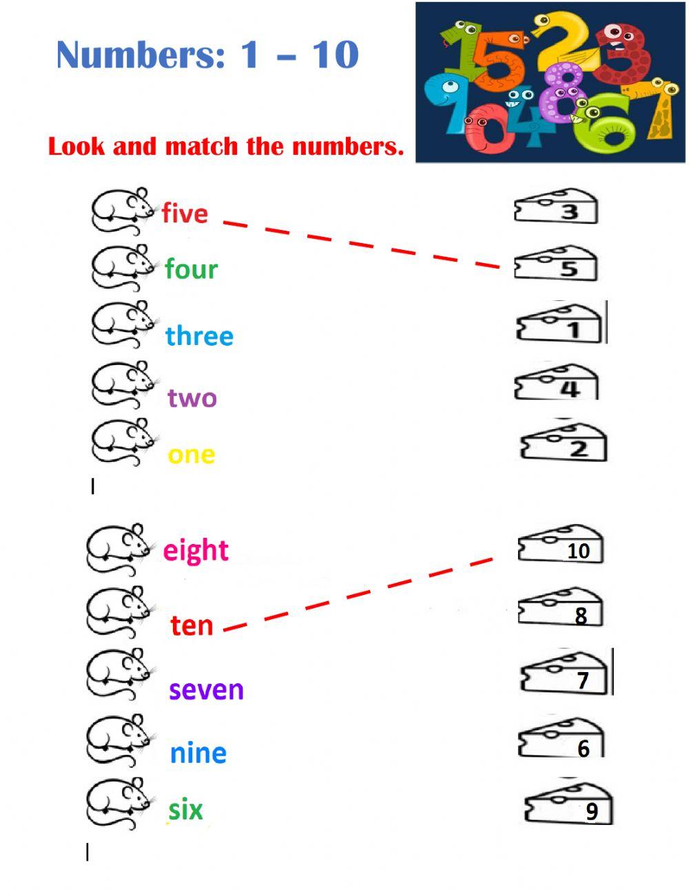 Numbers 110 match 439152 ChrisaMark Live Worksheets