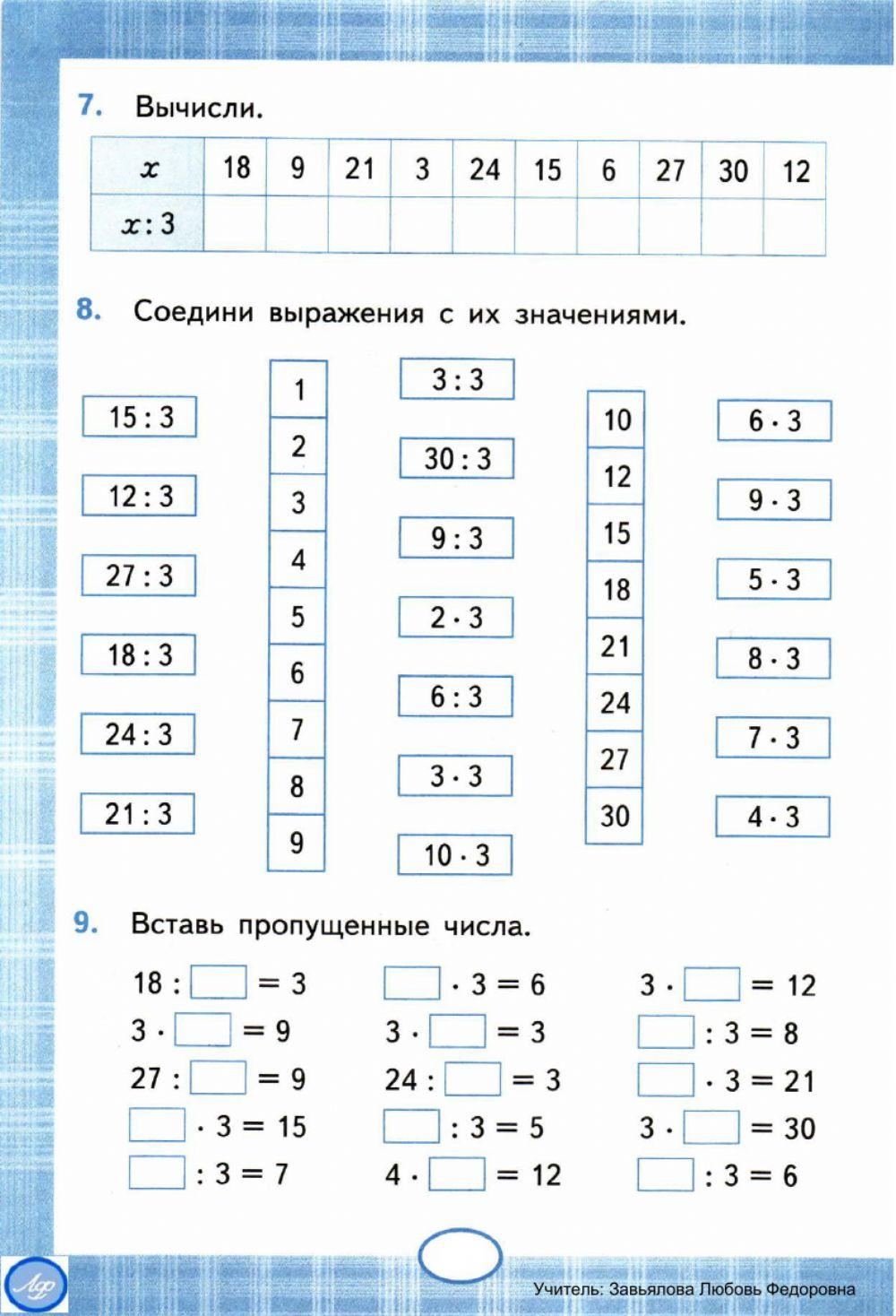 Тренажер, 2, 3  класс. Умножение и деление на  3