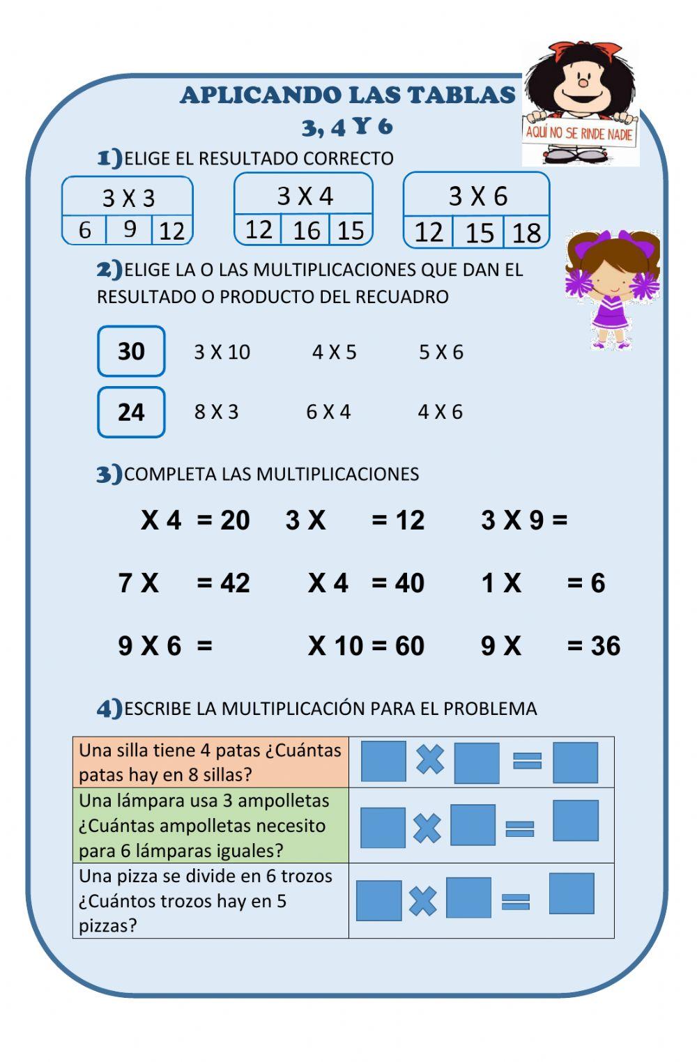 Aplicando tablas del 3, 4 y 6 Aplicando tablas del 3, 4 y 6