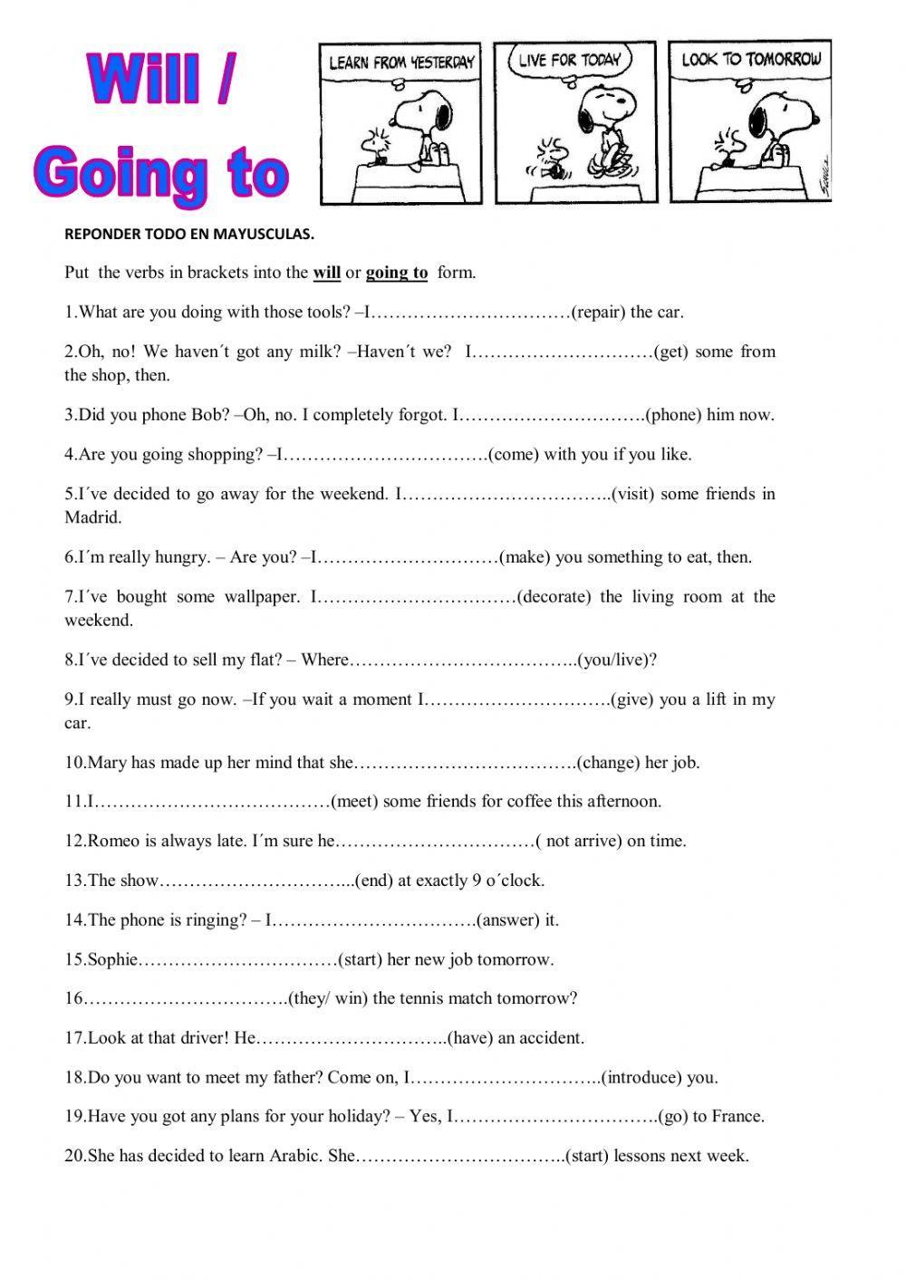 Be going to will 439359 Nedix LiveWorksheets
