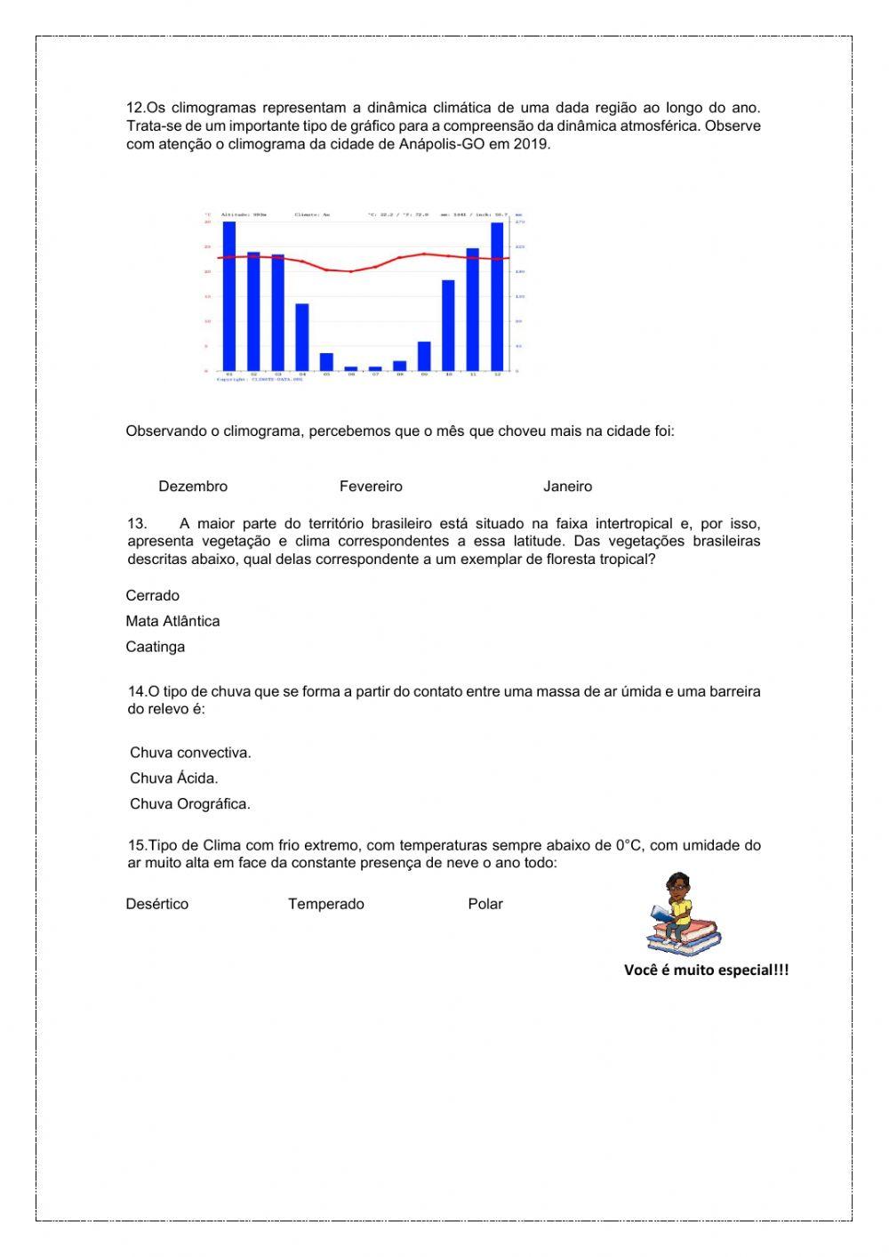 Retomada sobre as climas e vegetações distribuídas pela superfície terrestre.