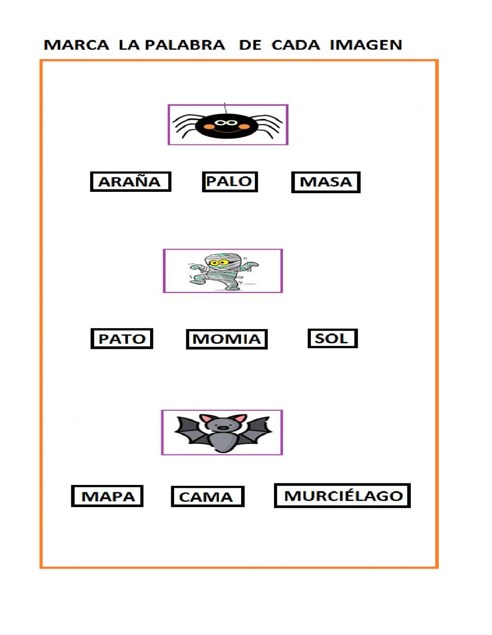 Identificacion de palabras de halloween