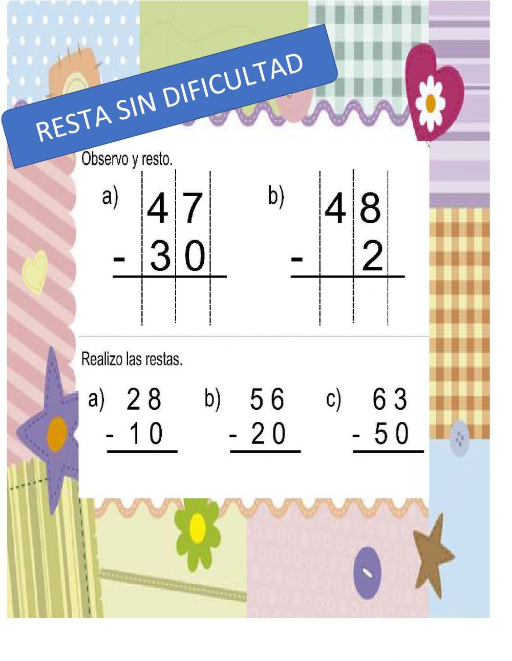 Restas sin dificultad