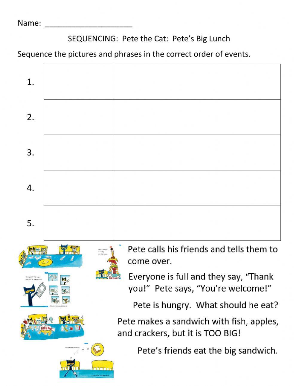 SEQUENCING:  Pete the Cat