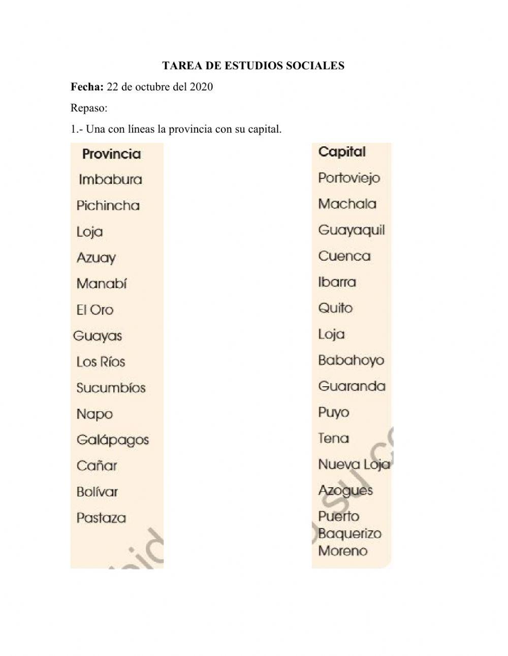 Provincias y capitales