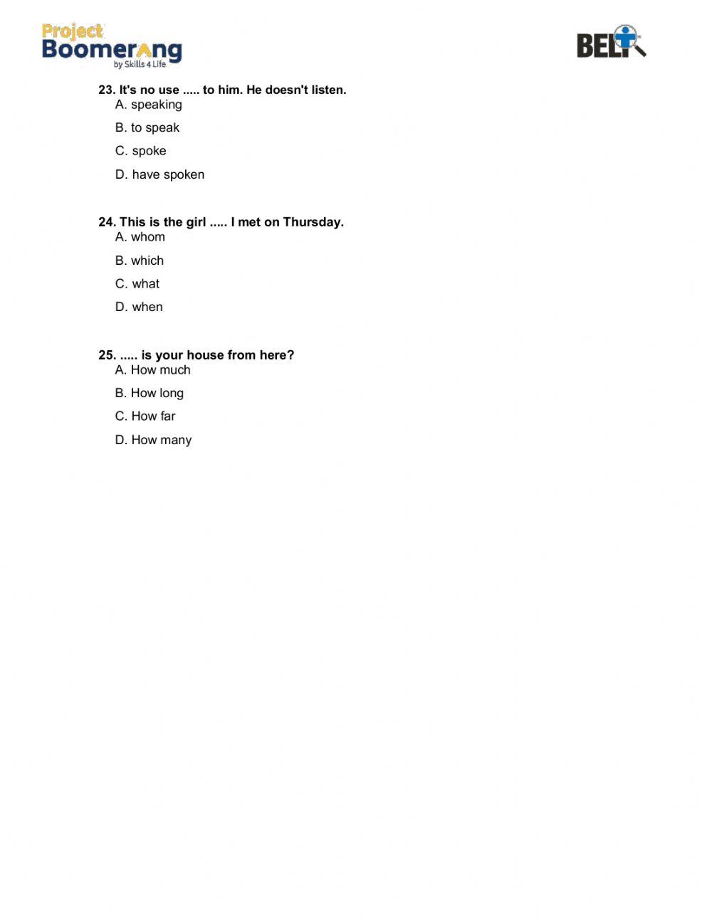 BELT Grammar Practice