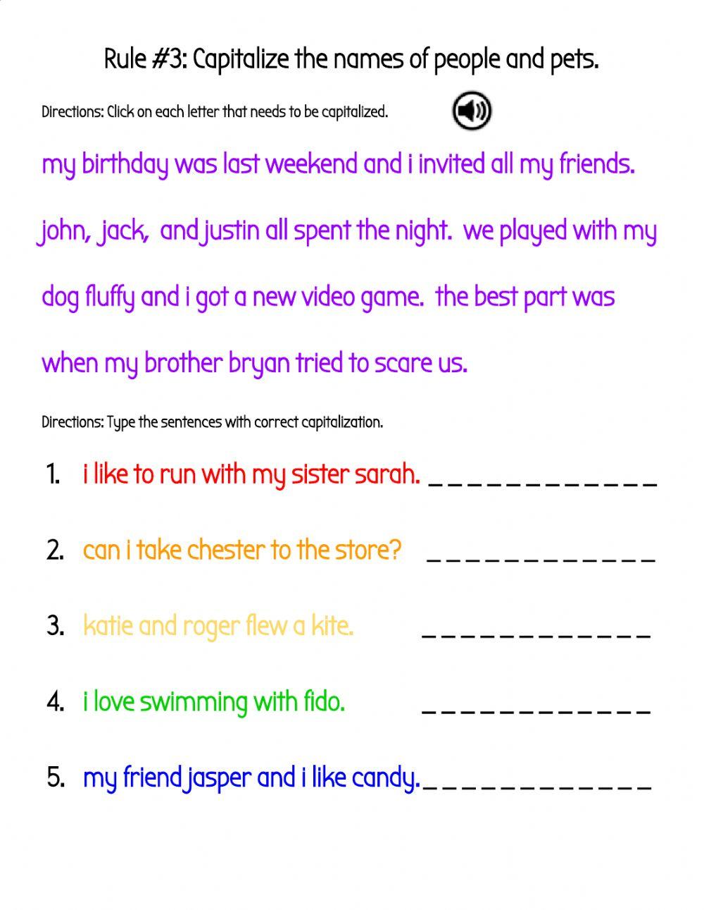 Capitalize the Names of People and Pets in Sentences Capitalize the Names of People and Pets in Sentences