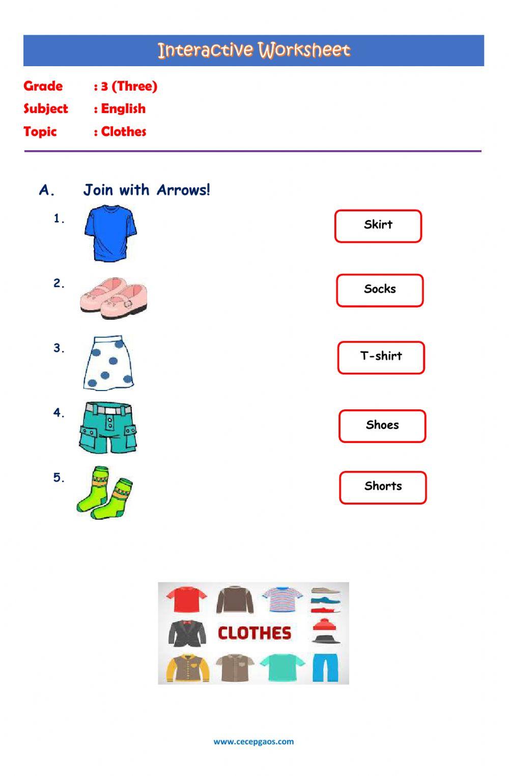 English Interactive Worksheet about Clothes