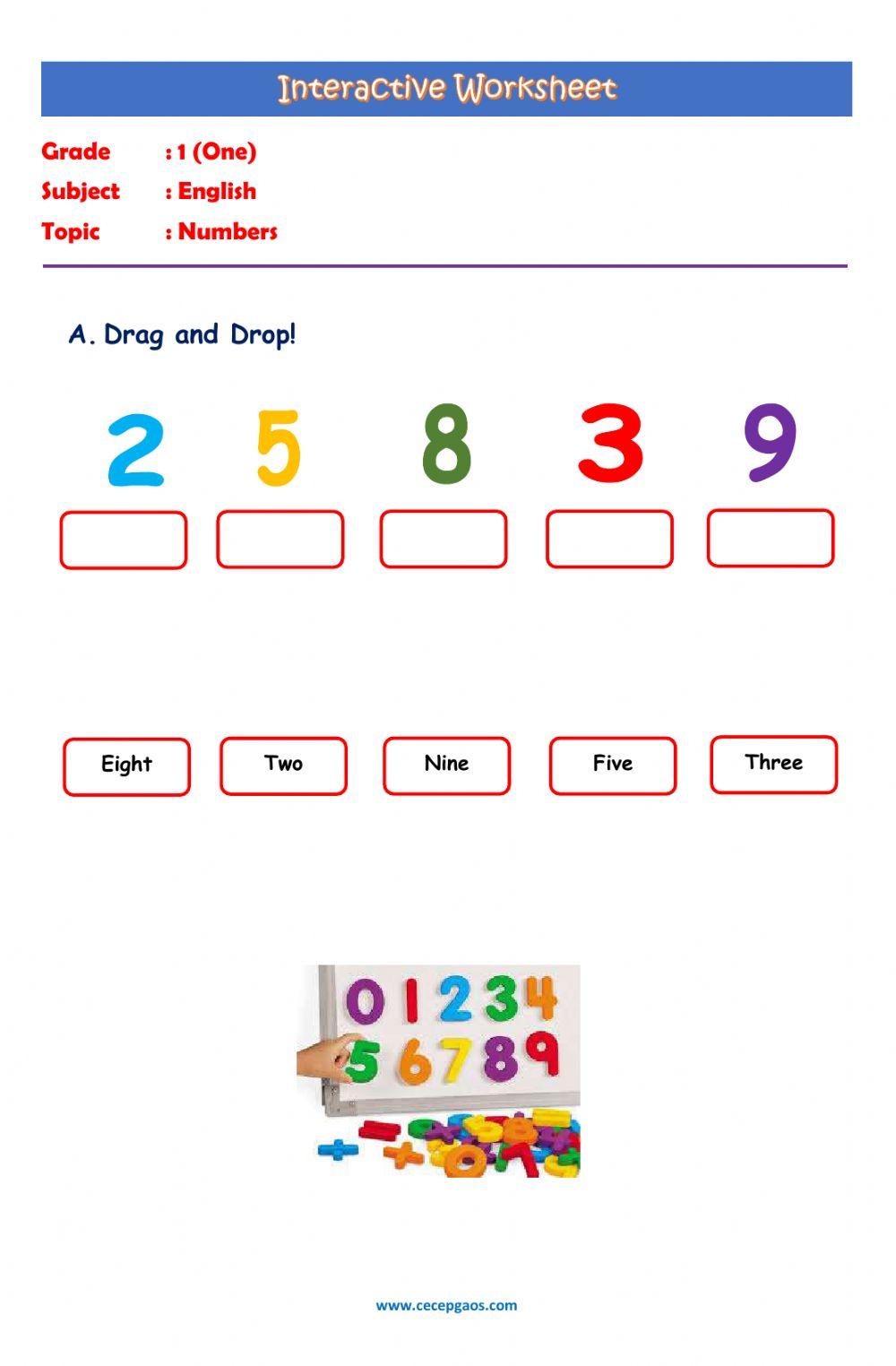 English Interactive Worksheet about Numbers English Interactive Worksheet about Numbers