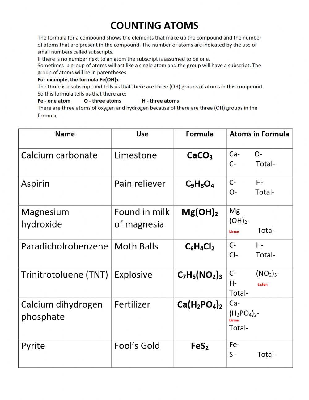 Counting Atoms Free Interactive Worksheets 439802