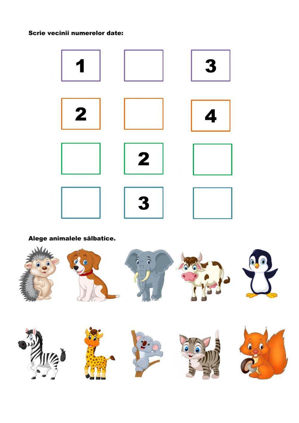 Numerele 1-4. Animale sălbatice