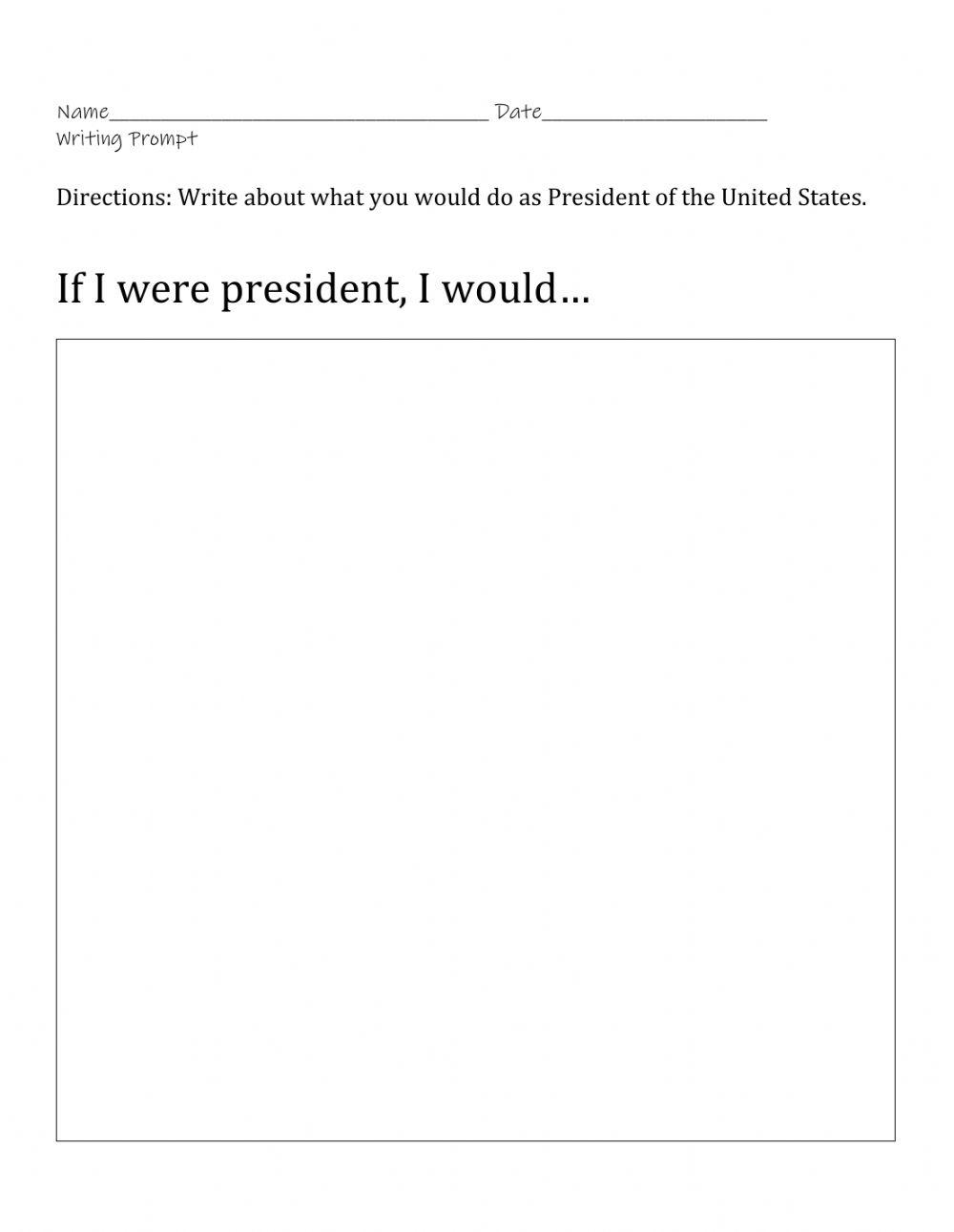 If I Were President Writing Activity