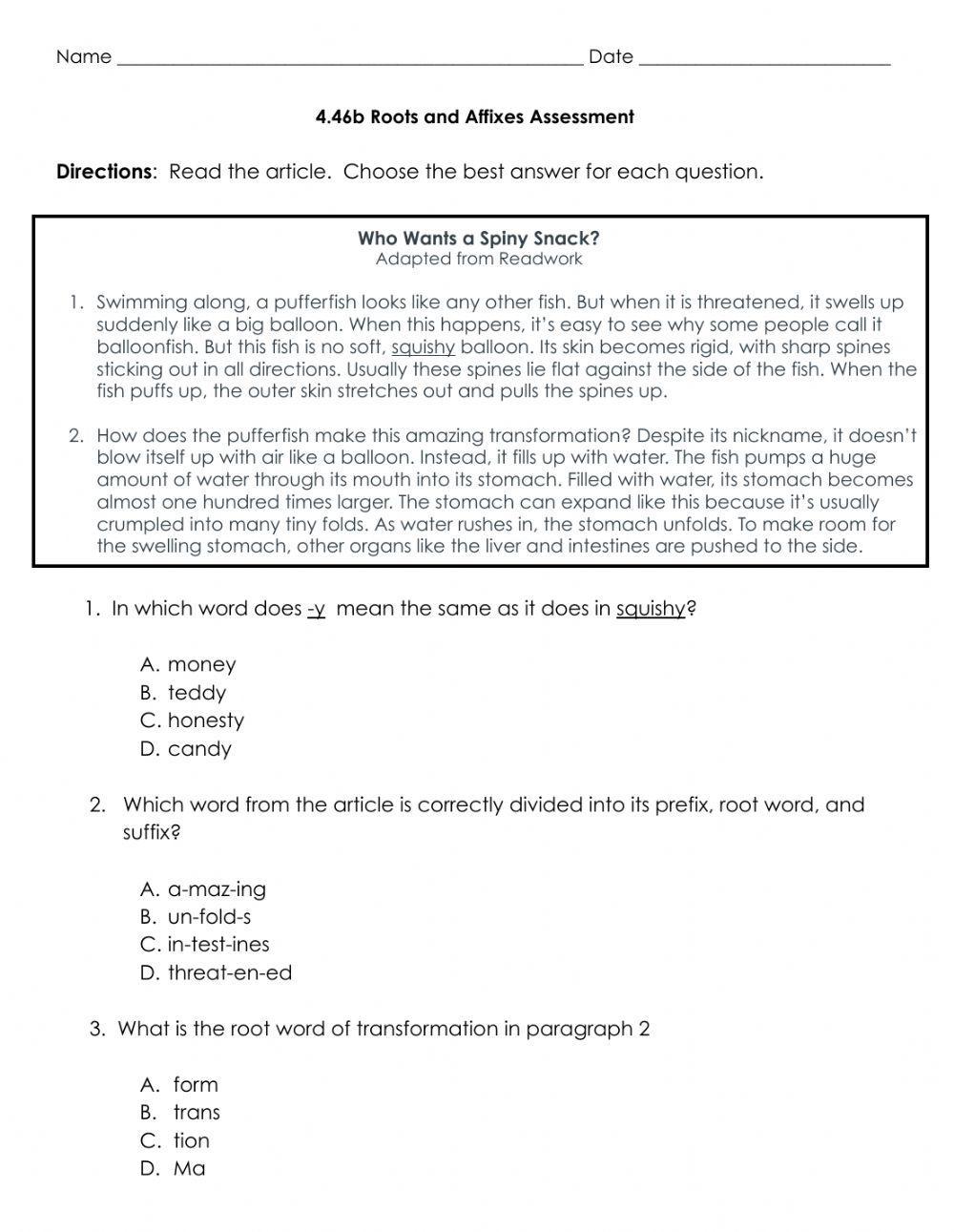 4.4b Roots and Affixes Assessment