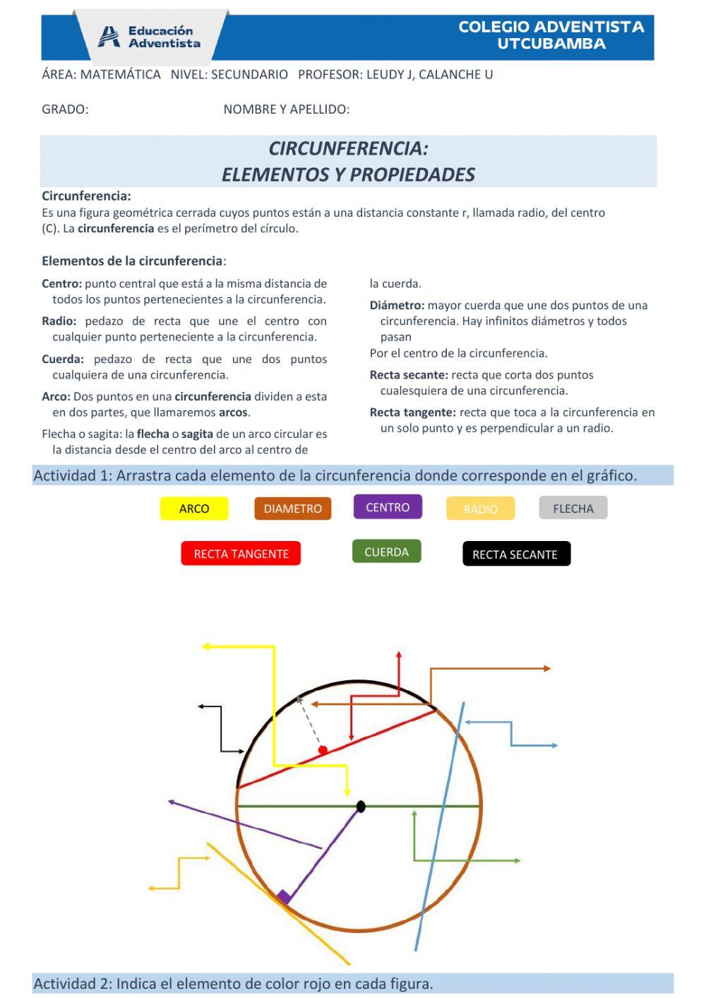 CIRCUNFERENCIA: ELEMENTOS Y PROPIEDADES