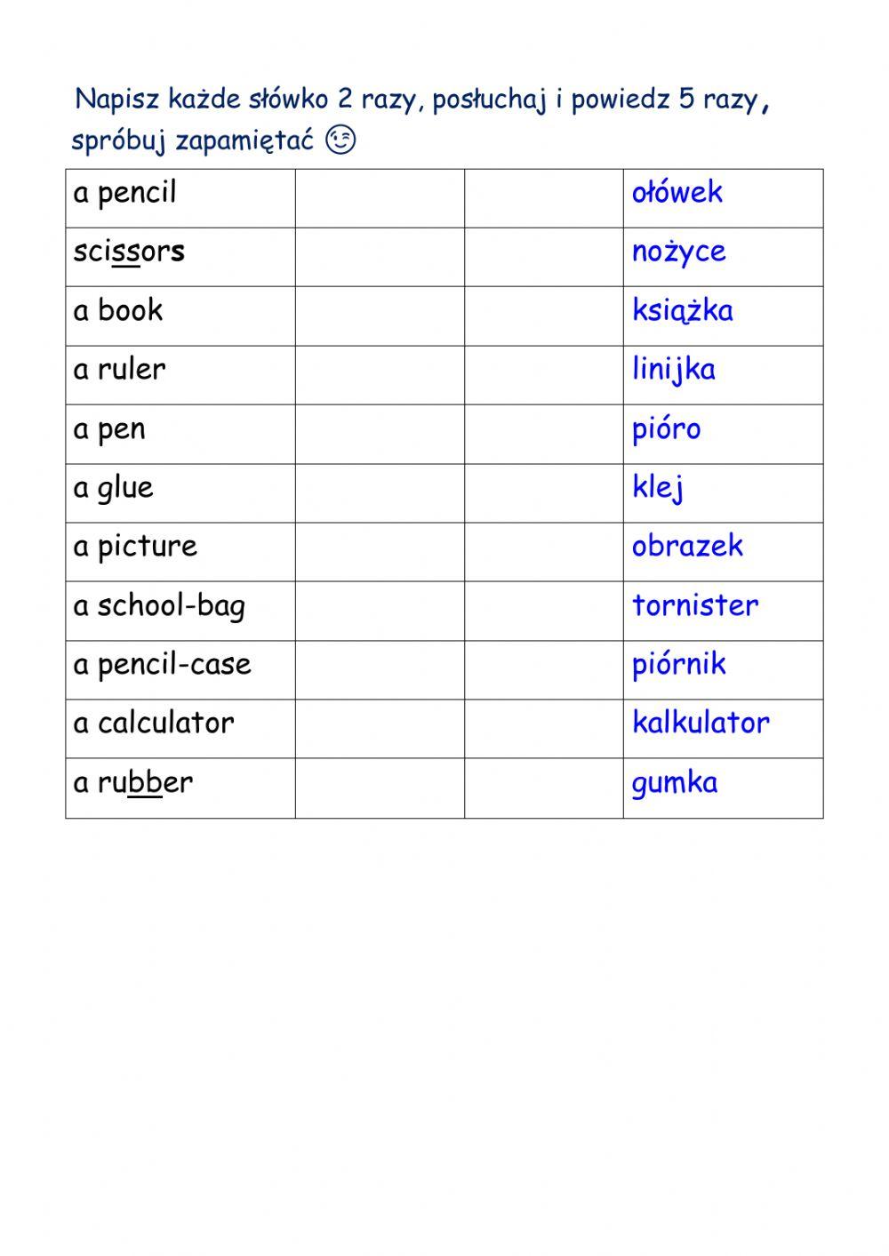 Happy street 1 Unit 2 vocabulary practice
