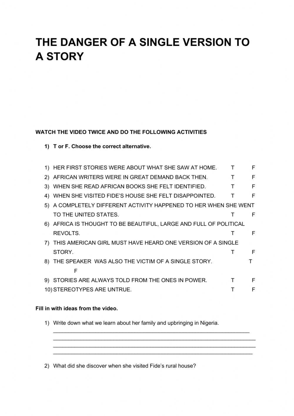 The danger of a single story