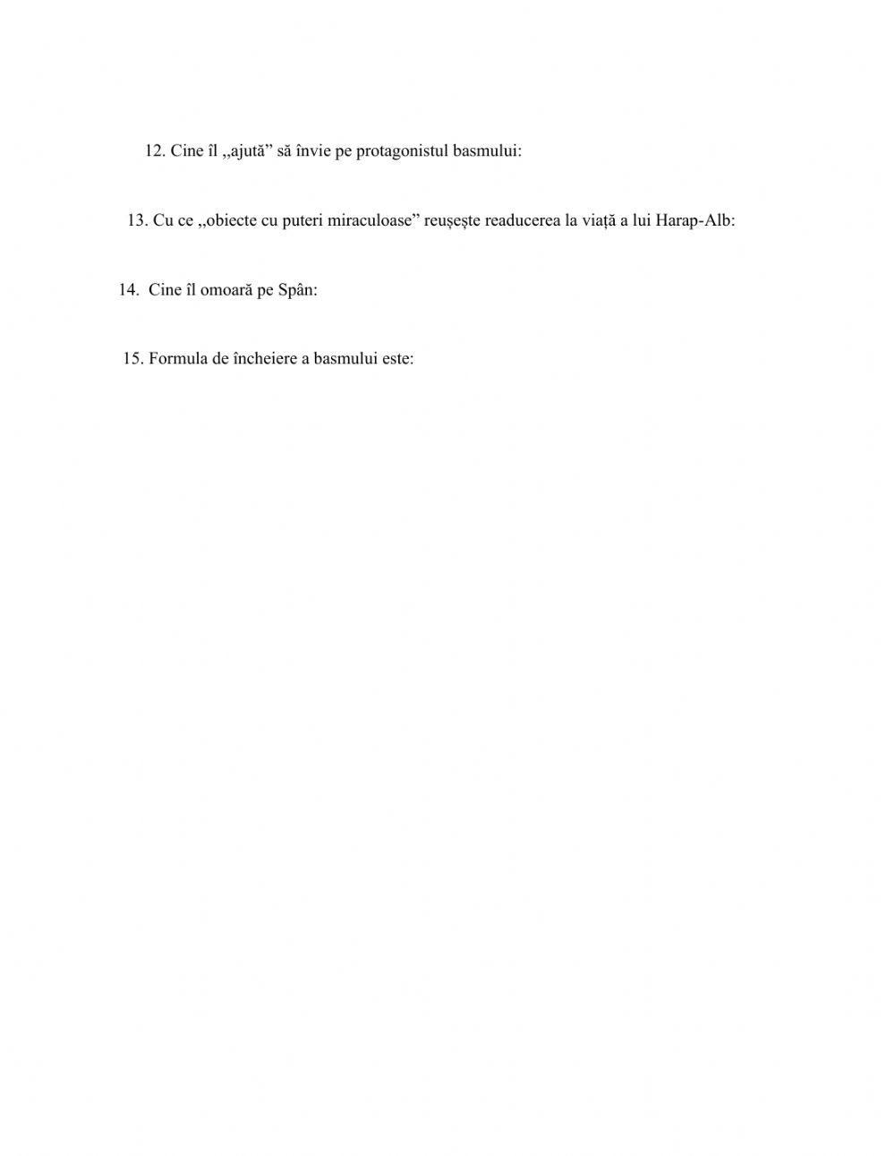 Povestea lui Harap-Alb - TEST