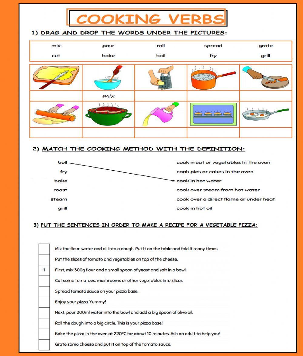 Pizza recipe - cooking verbs