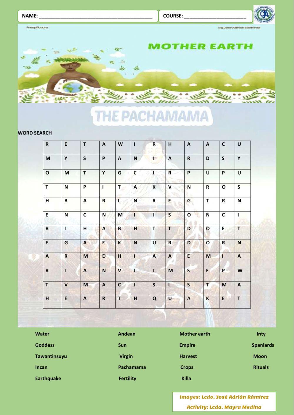 Pachamama word search