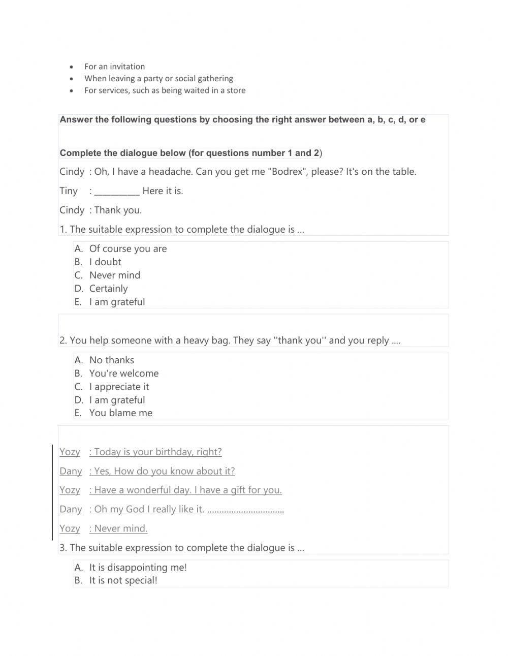 Expression of Thanking