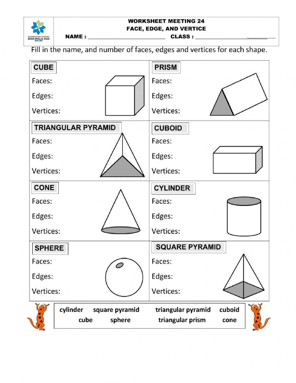 3D shape worksheet Live Worksheets