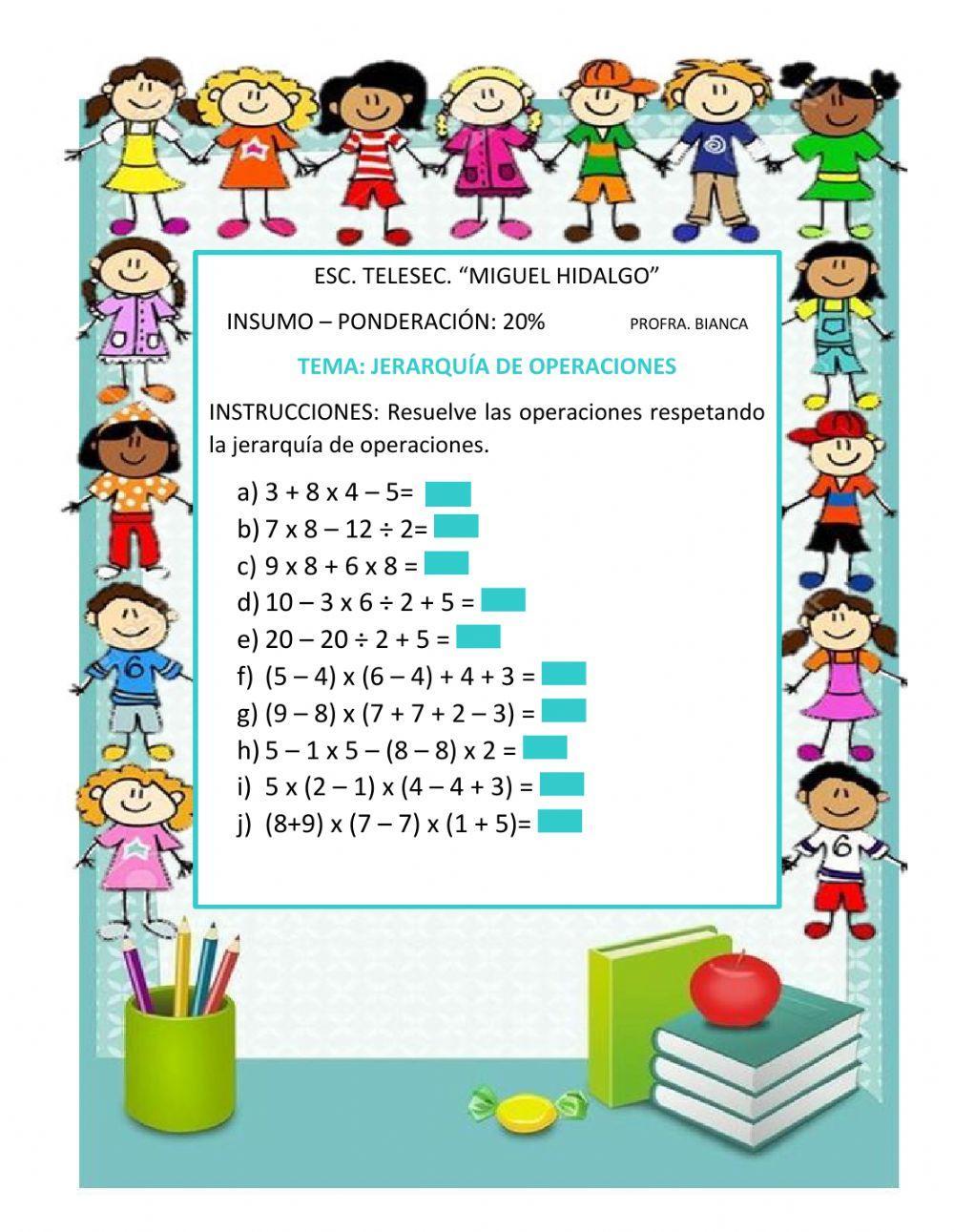 Jerarquía de operaciones Jerarquía de operaciones