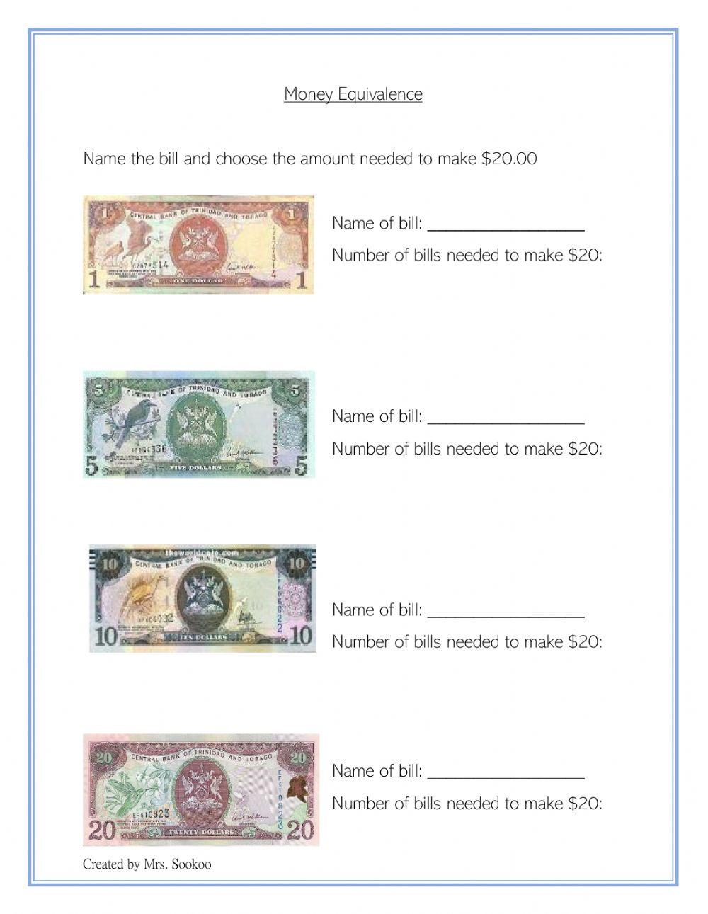 Money Addition and Subtraction Trinidad