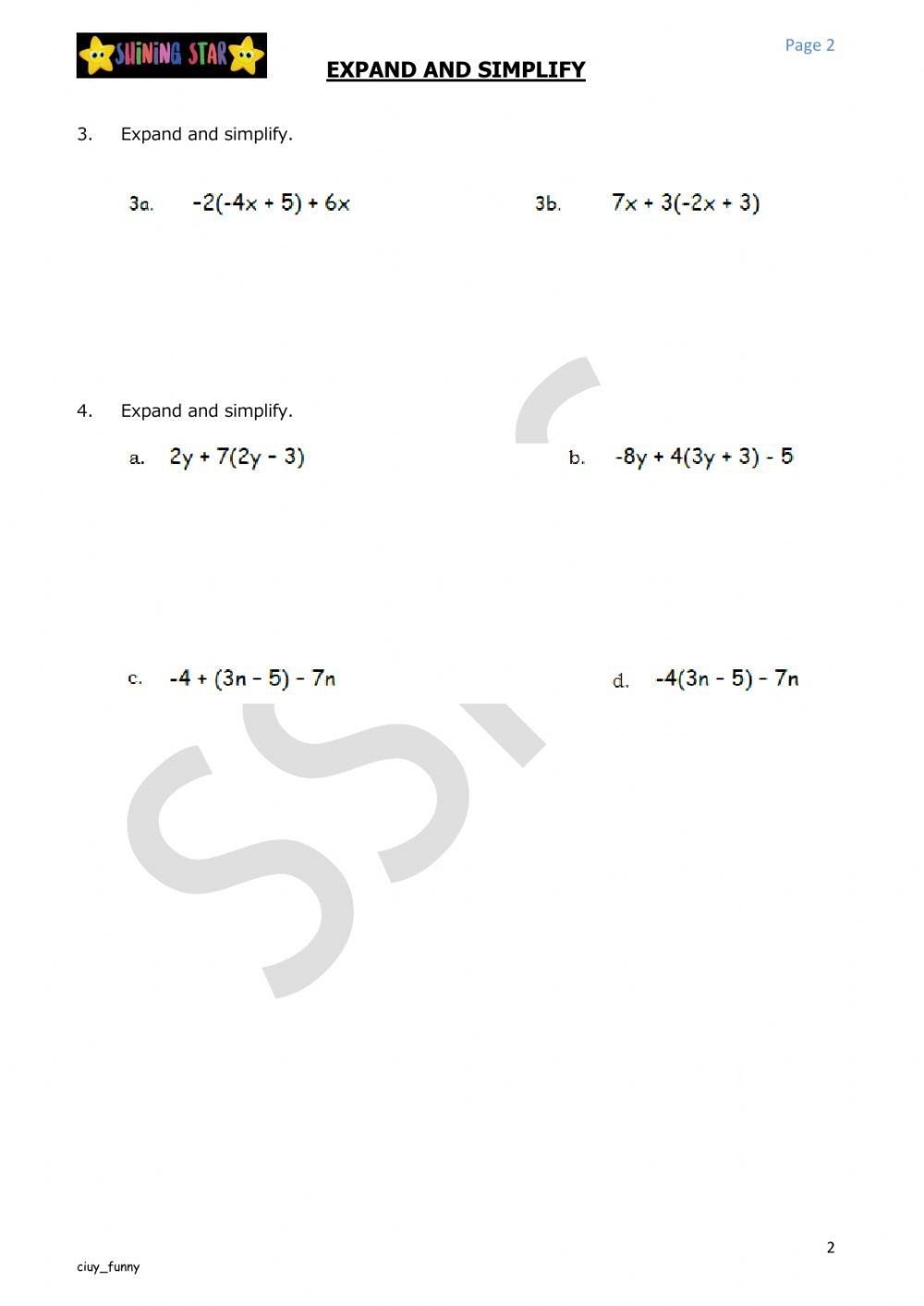 Expand and Simplify Algebra