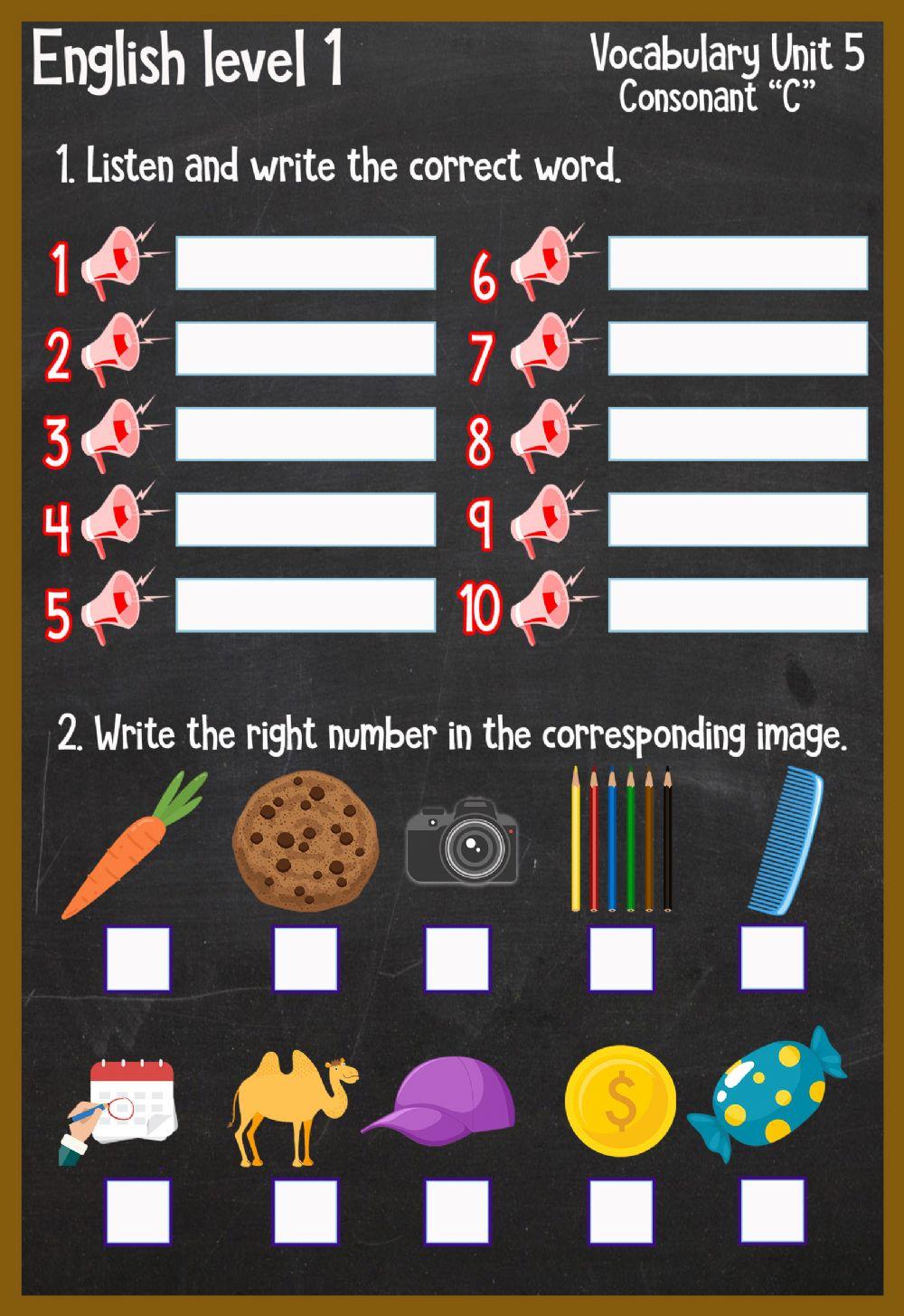 Unit 5 vocabulary consonant c
