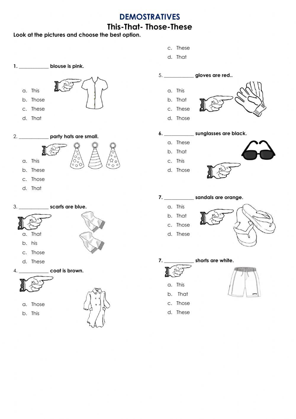 Prepositions of place - demostratives