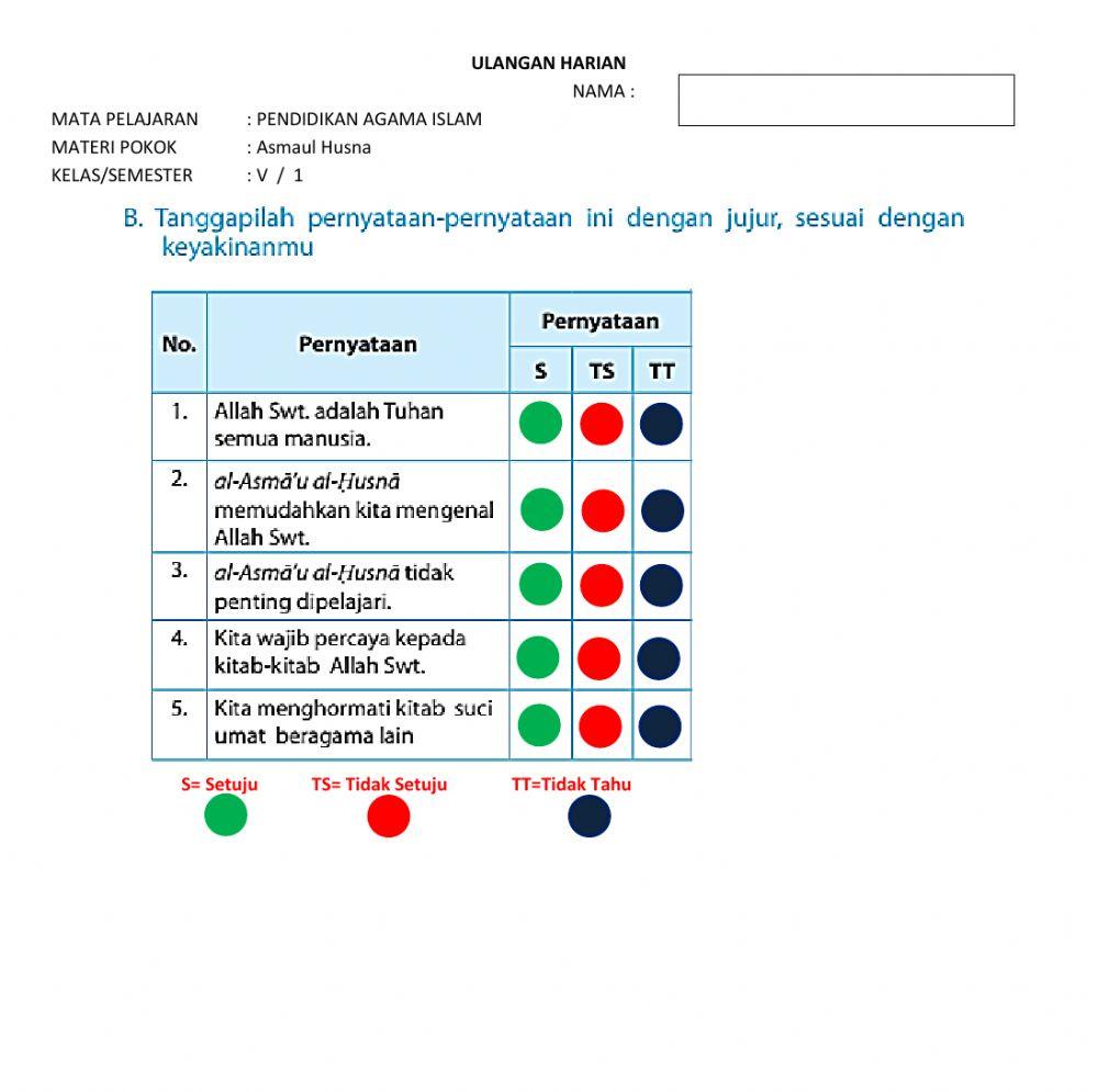 Penilaian PAI kelas 5
