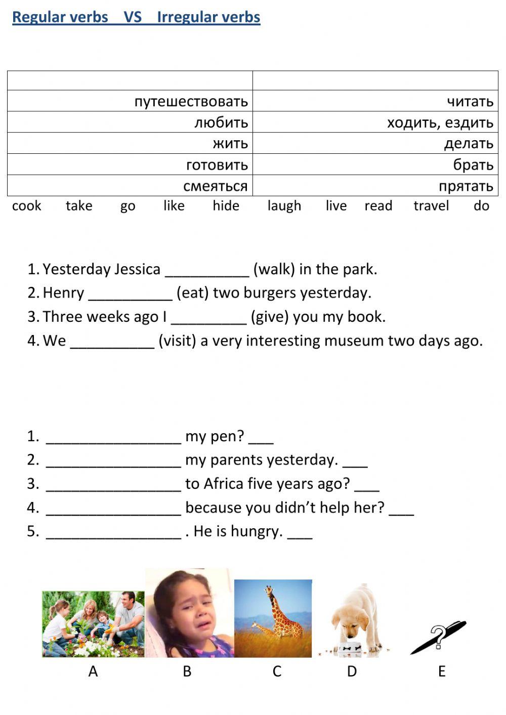 Regular and irregular verbs