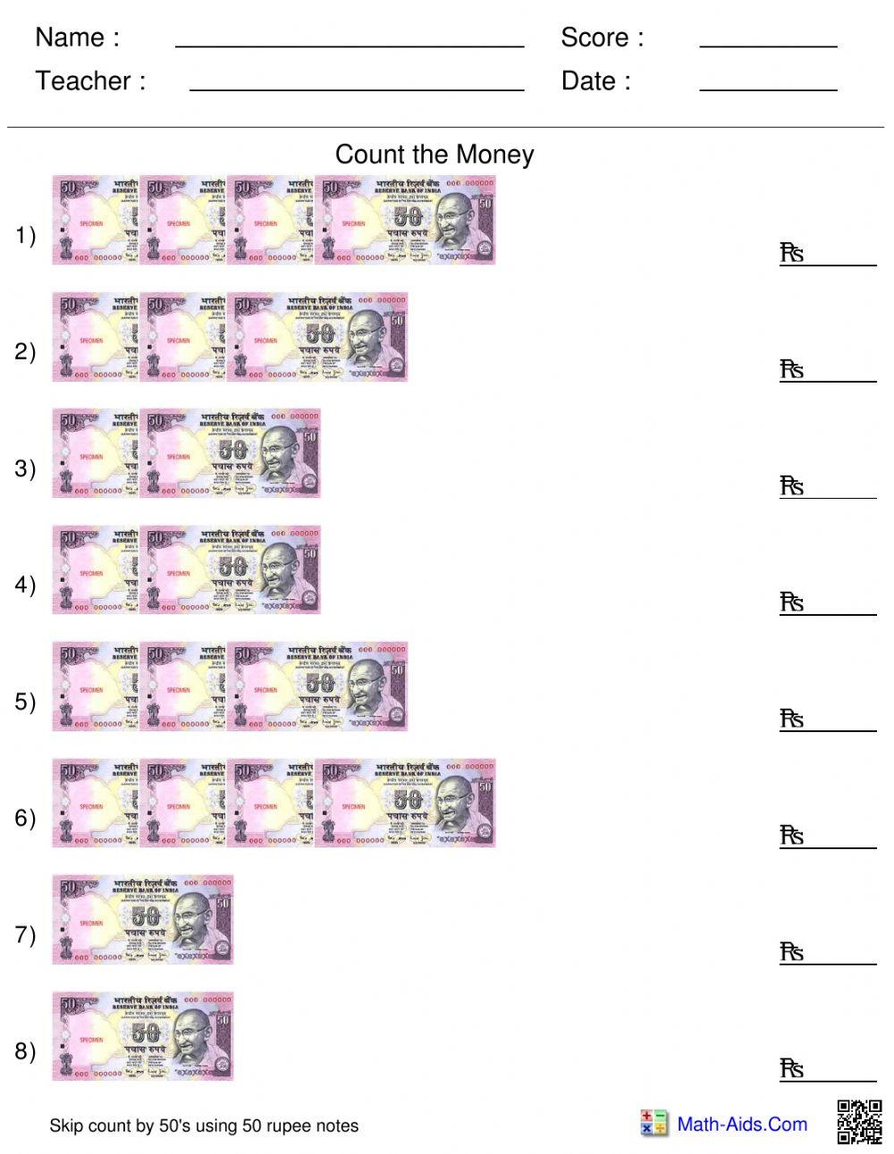 Skip count by 50 s using bills 6164354