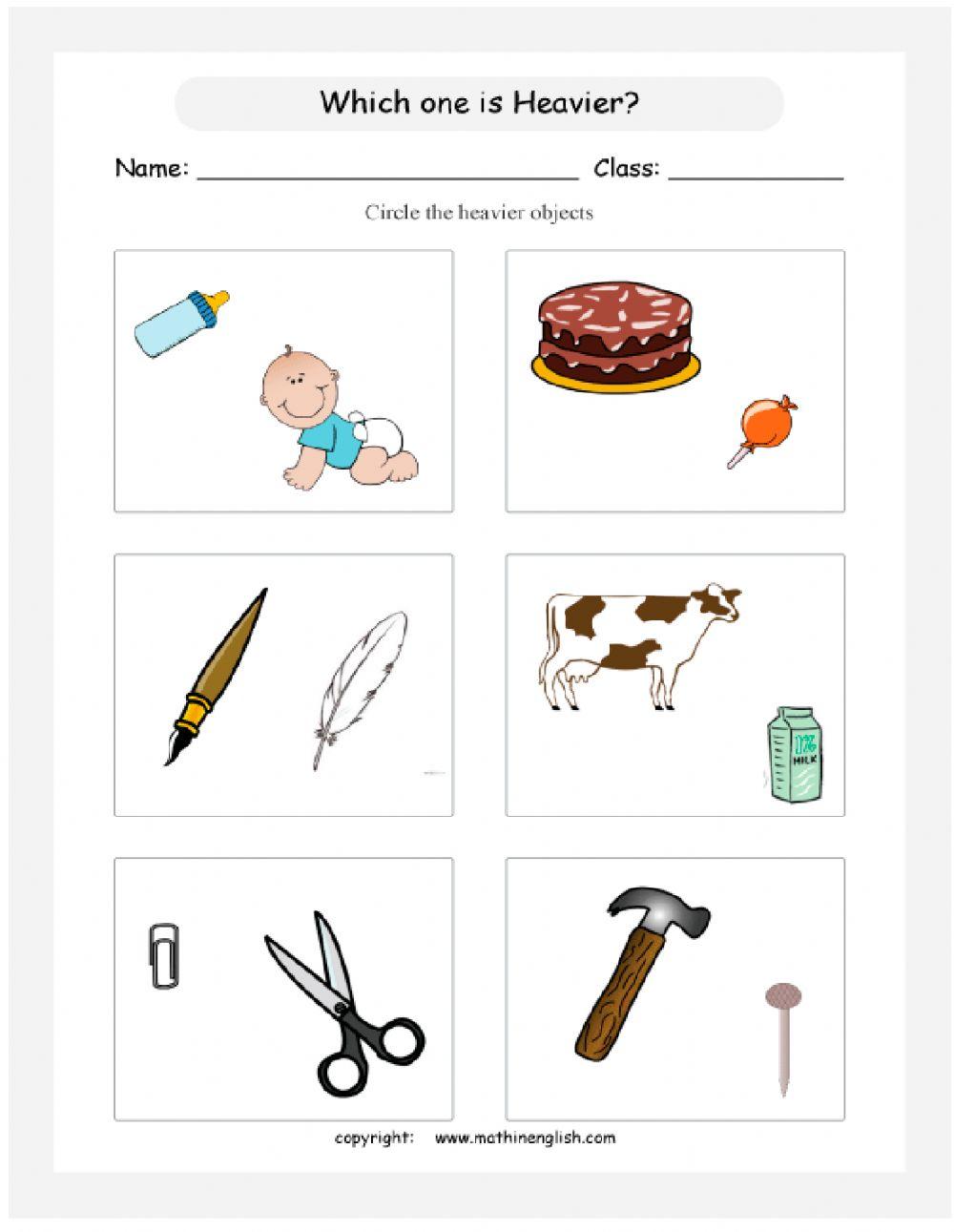 Heavier & Lighter interactive worksheet Live Worksheets