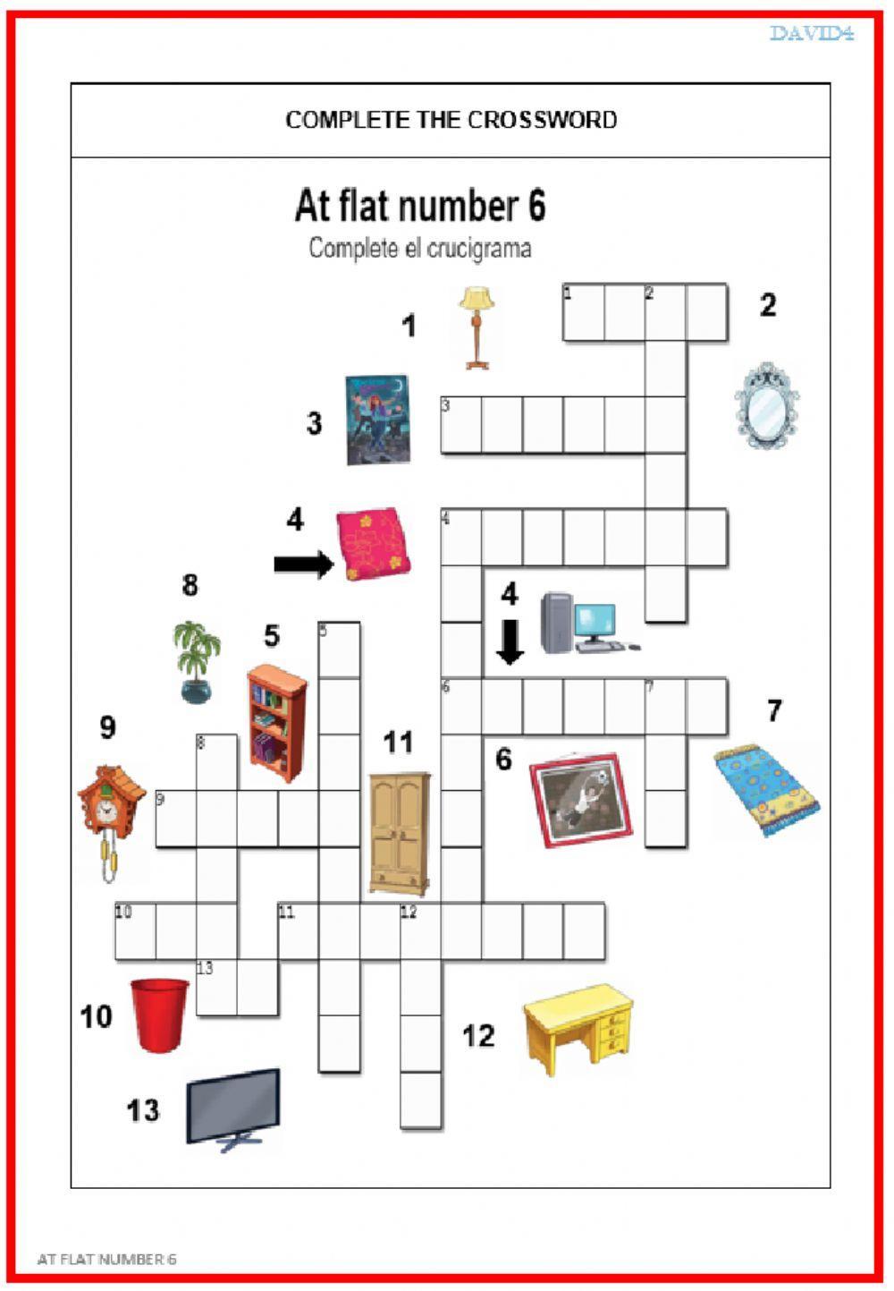 At flat number 6. Wordsearch & Crossword At flat number 6. Wordsearch & Crossword