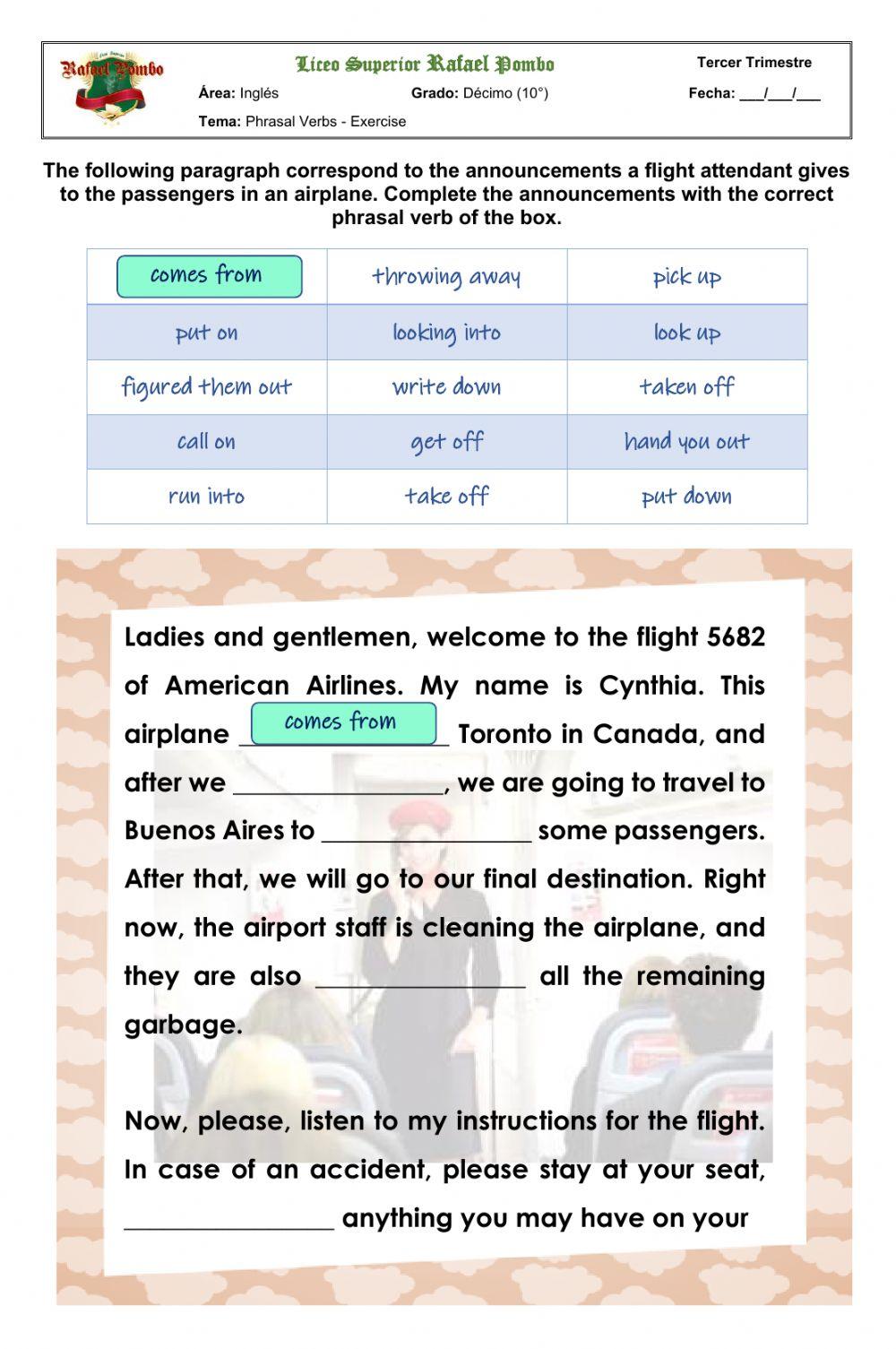 Phrasal Verbs - Flight Attendant