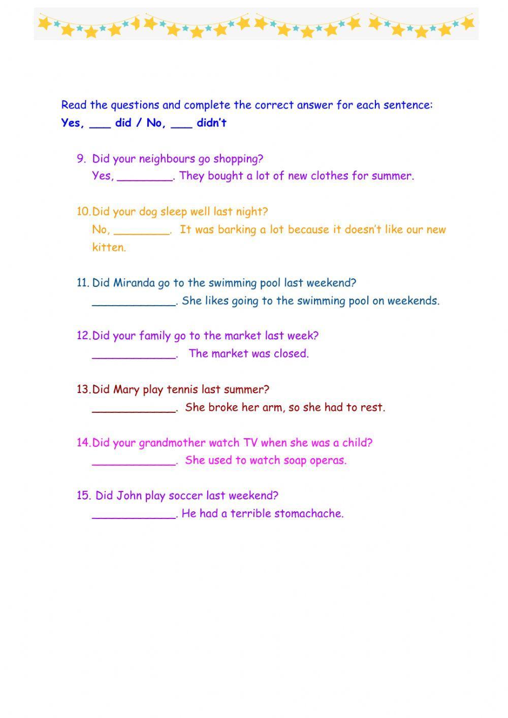 Use of Did and Didn't