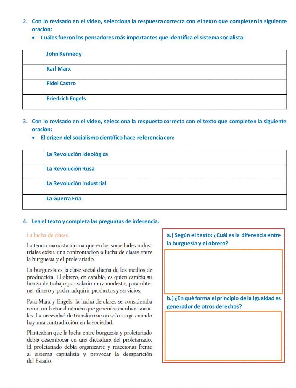 Ficha interactiva -El Socialismo-
