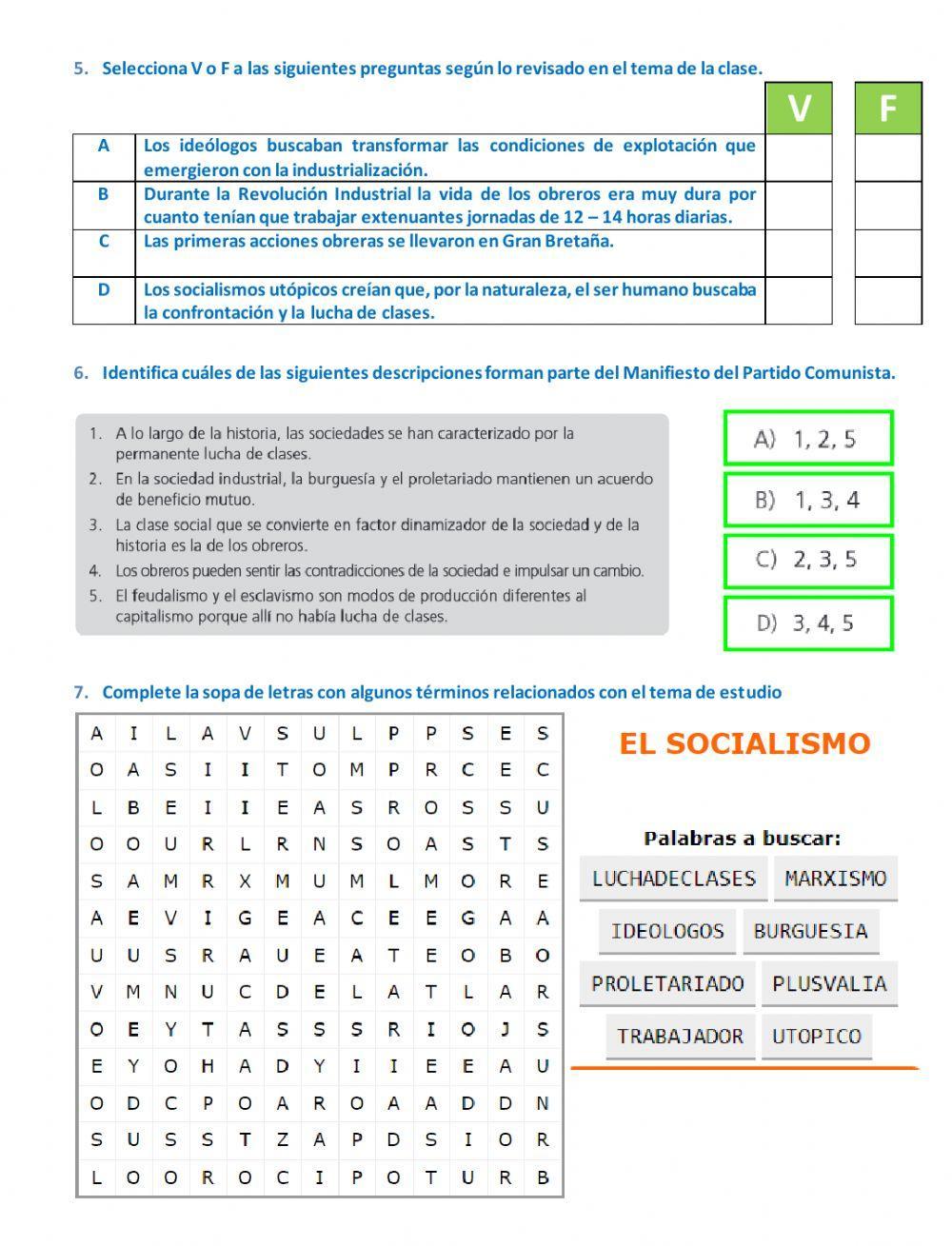 Ficha interactiva -El Socialismo-