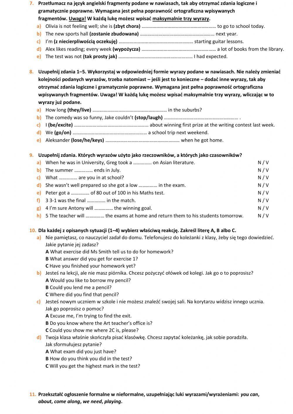 E8 U3 Edukacja Exam Skills