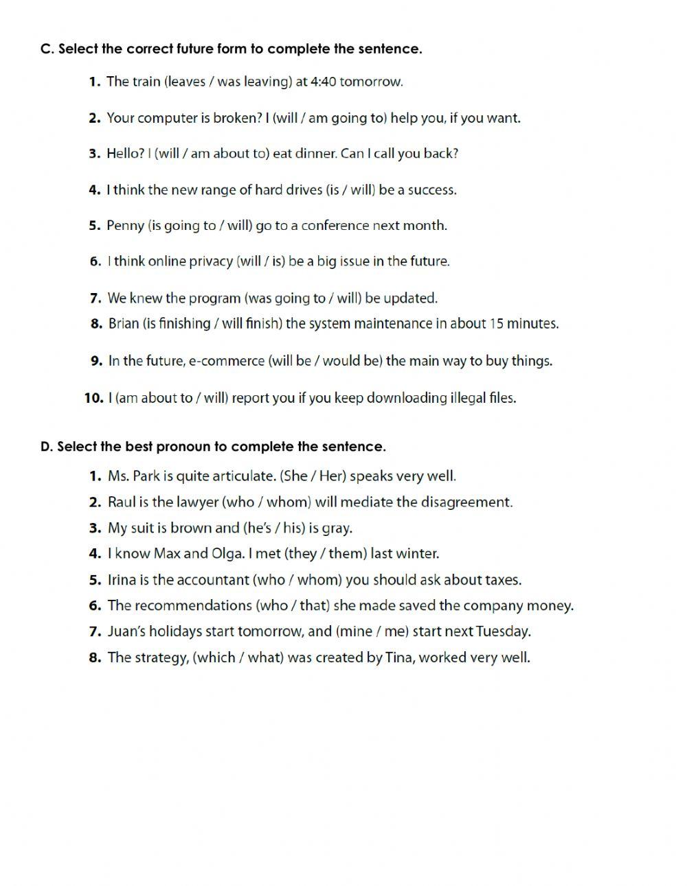 Sentence COmpletion Practice 11 Upper Int Writing