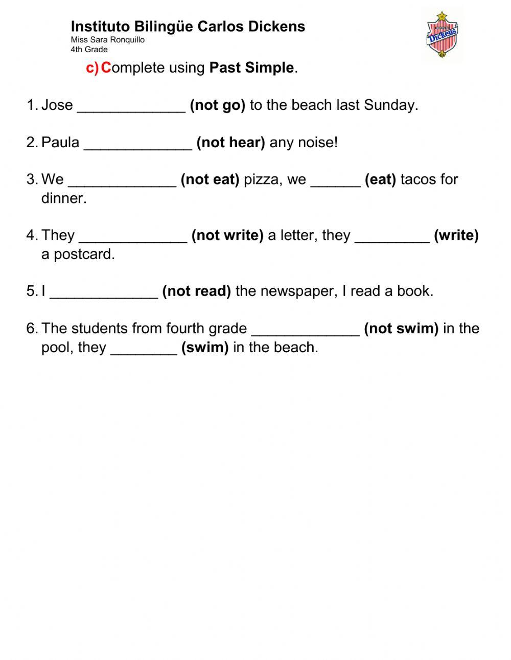 Past Simple Negative - 23rd October