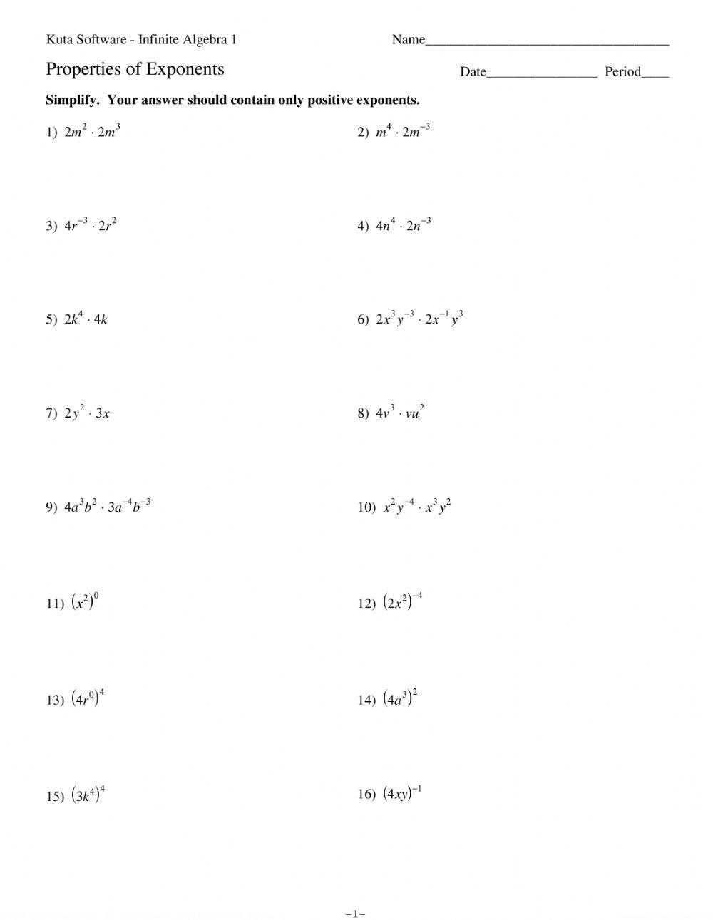 Properties of Exponents