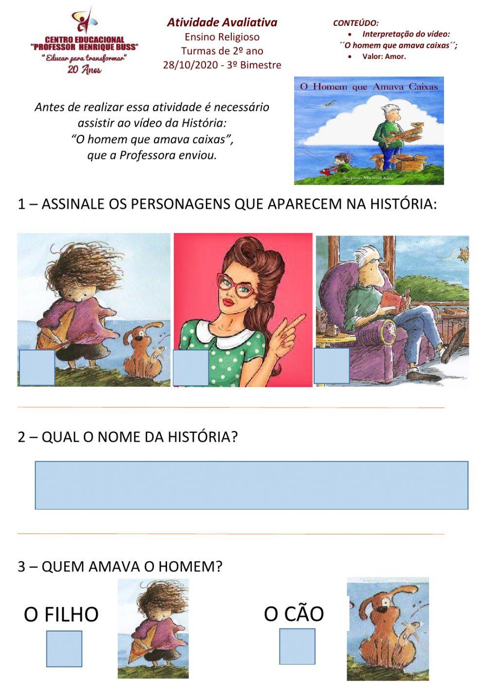 Avaliação de Ensino Religioso - 3º bimestre